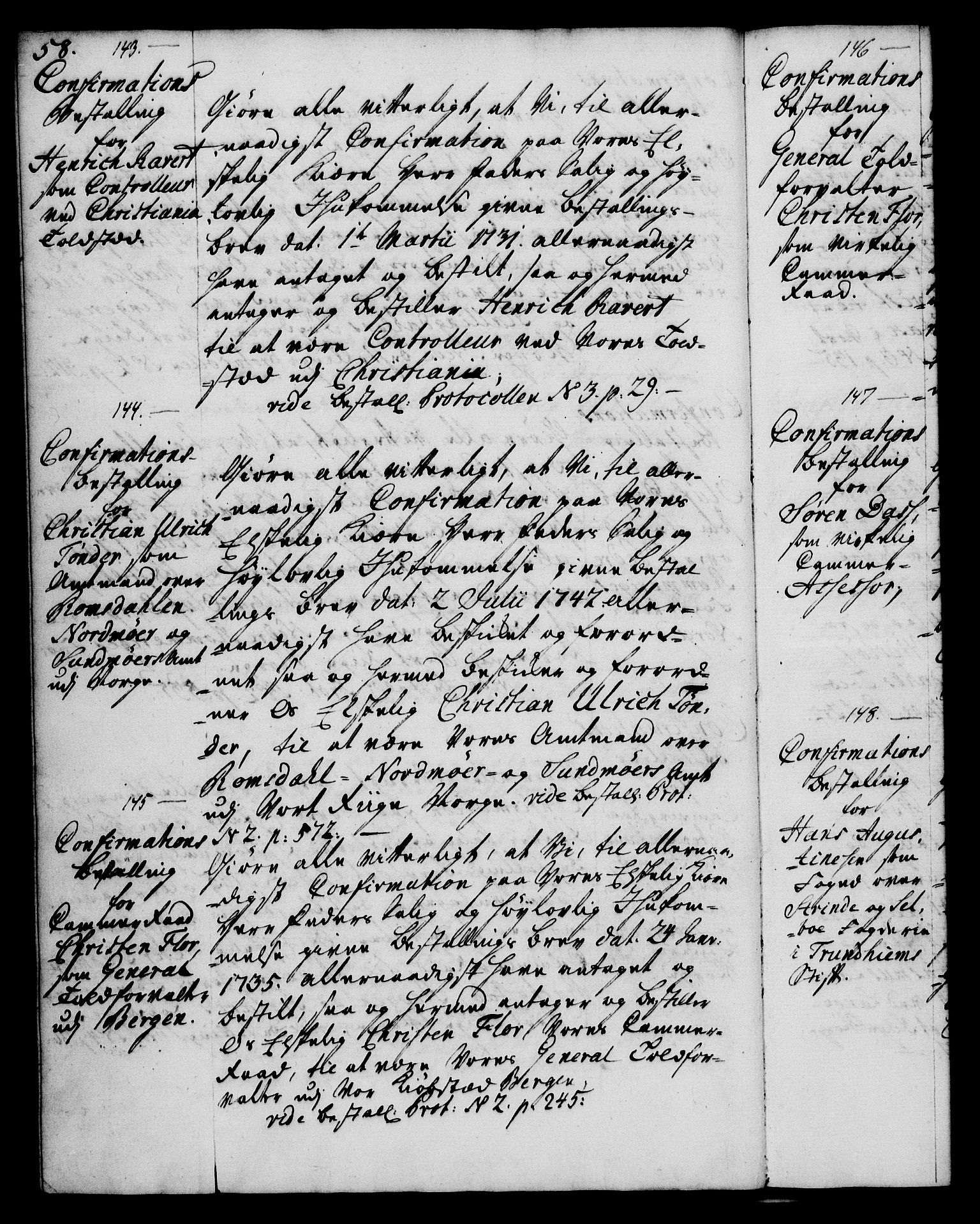 Rentekammeret, Kammerkanselliet, RA/EA-3111/G/Gg/Ggg/L0002: Norsk konfirmasjonsbestallingsprotokoll med register (merket RK 53.32), 1746-1748, s. 58