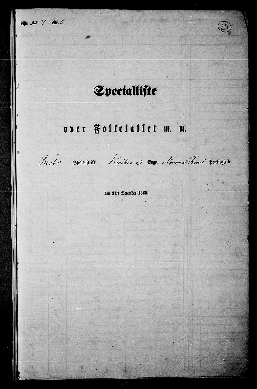 RA, Folketelling 1865 for 0518P Nord-Fron prestegjeld, 1865, s. 195