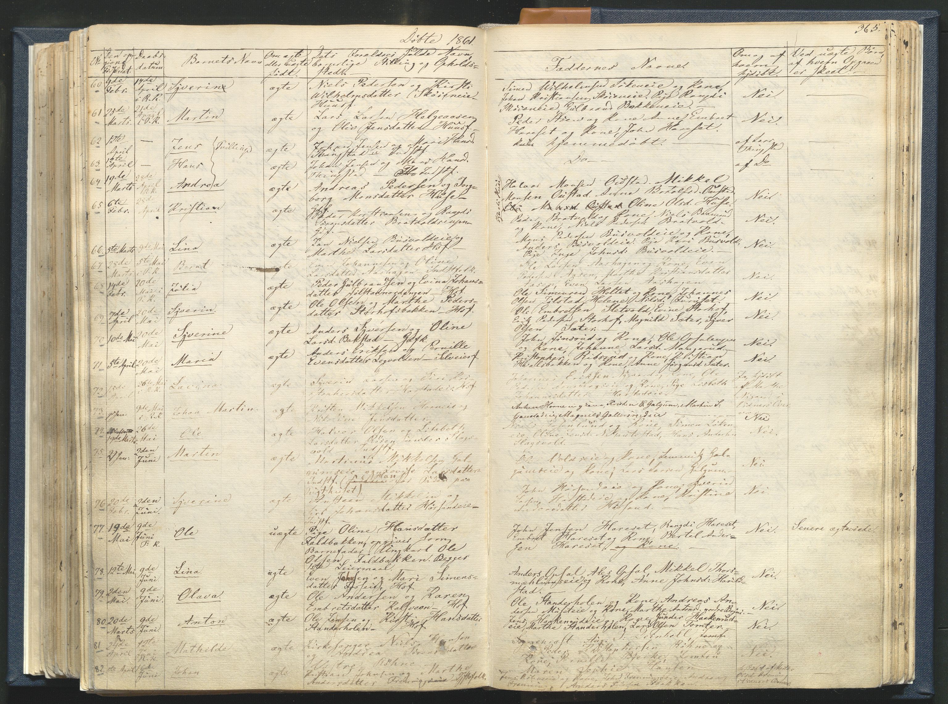 Romedal prestekontor, AV/SAH-PREST-004/K/L0004: Ministerialbok nr. 4, 1847-1861, s. 365