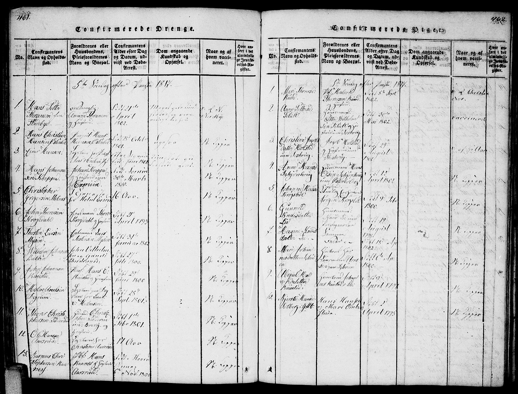 Enebakk prestekontor Kirkebøker, AV/SAO-A-10171c/F/Fa/L0006: Ministerialbok nr. I 6, 1815-1832, s. 461-462