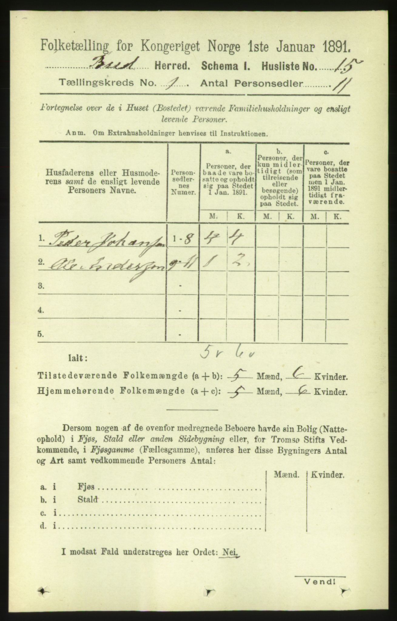 RA, Folketelling 1891 for 1549 Bud herred, 1891, s. 33