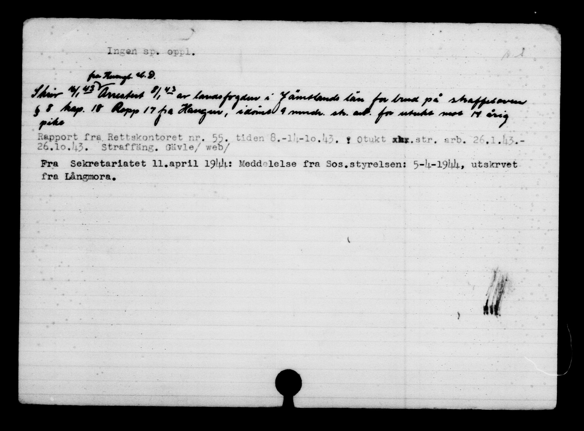 Den Kgl. Norske Legasjons Flyktningskontor, AV/RA-S-6753/V/Va/L0004: Kjesäterkartoteket.  Flyktningenr. 3496-6610, 1940-1945, s. 3284