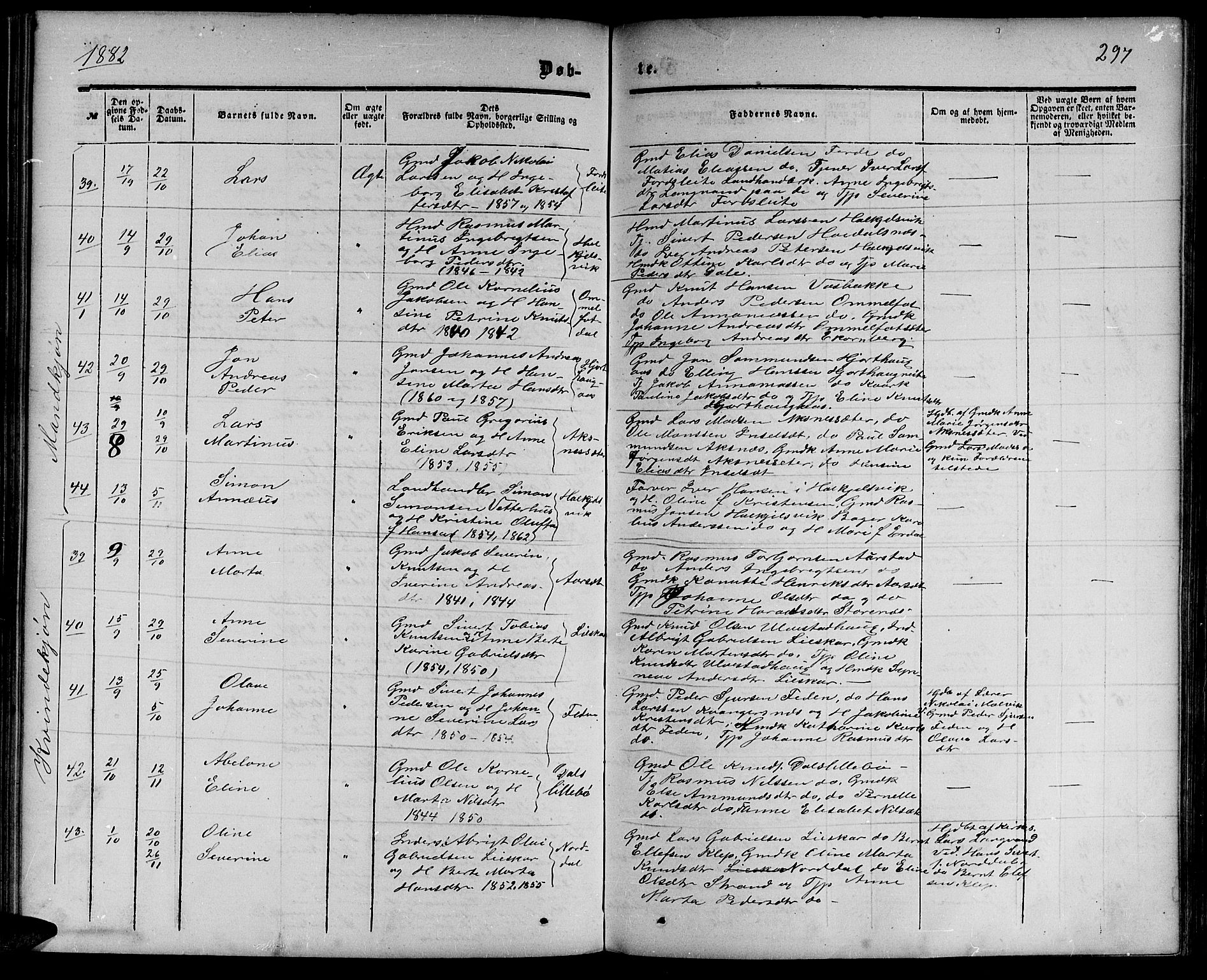 Ministerialprotokoller, klokkerbøker og fødselsregistre - Møre og Romsdal, SAT/A-1454/511/L0157: Klokkerbok nr. 511C03, 1864-1884, s. 297