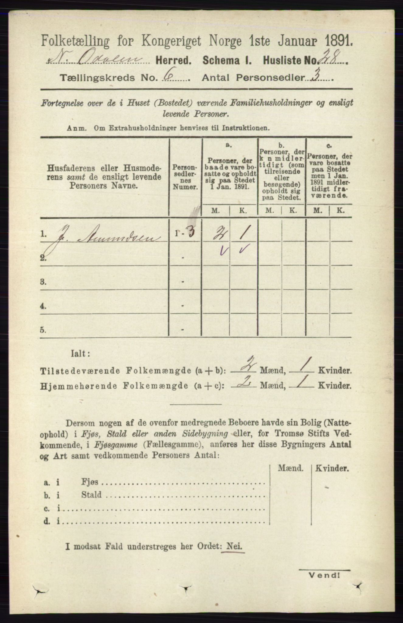 RA, Folketelling 1891 for 0418 Nord-Odal herred, 1891, s. 2229