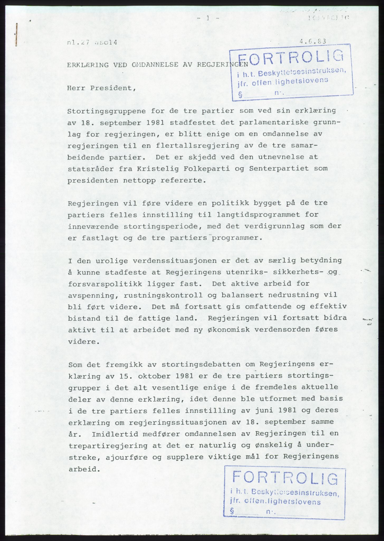 Forhandlingsmøtene 1983 mellom Høyre, KrF og Senterpartiet om dannelse av regjering, RA/PA-0696/A/L0001: Forhandlingsprotokoll, 1983, s. 24