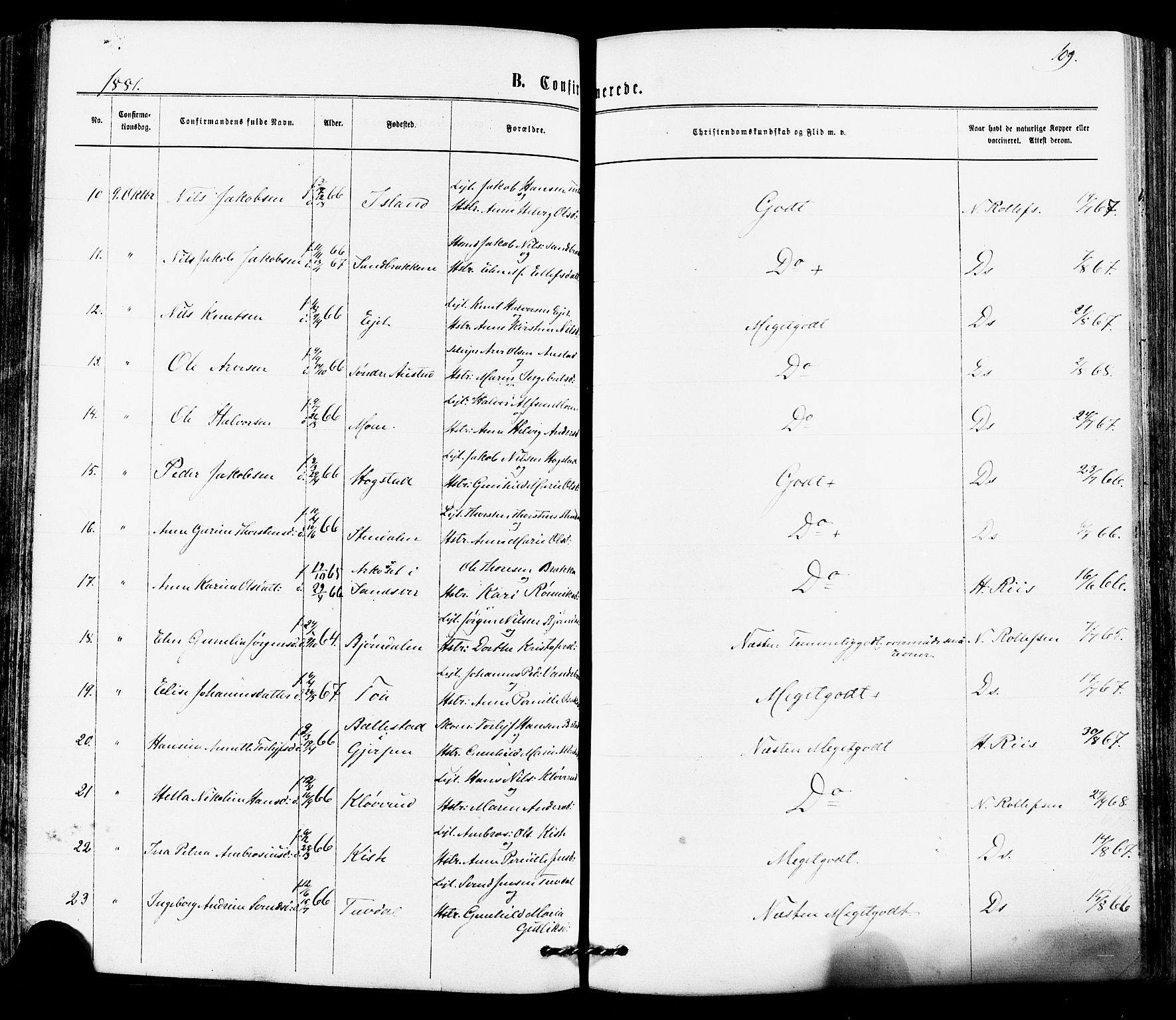 Siljan kirkebøker, AV/SAKO-A-300/F/Fa/L0002: Ministerialbok nr. 2, 1870-1895, s. 109