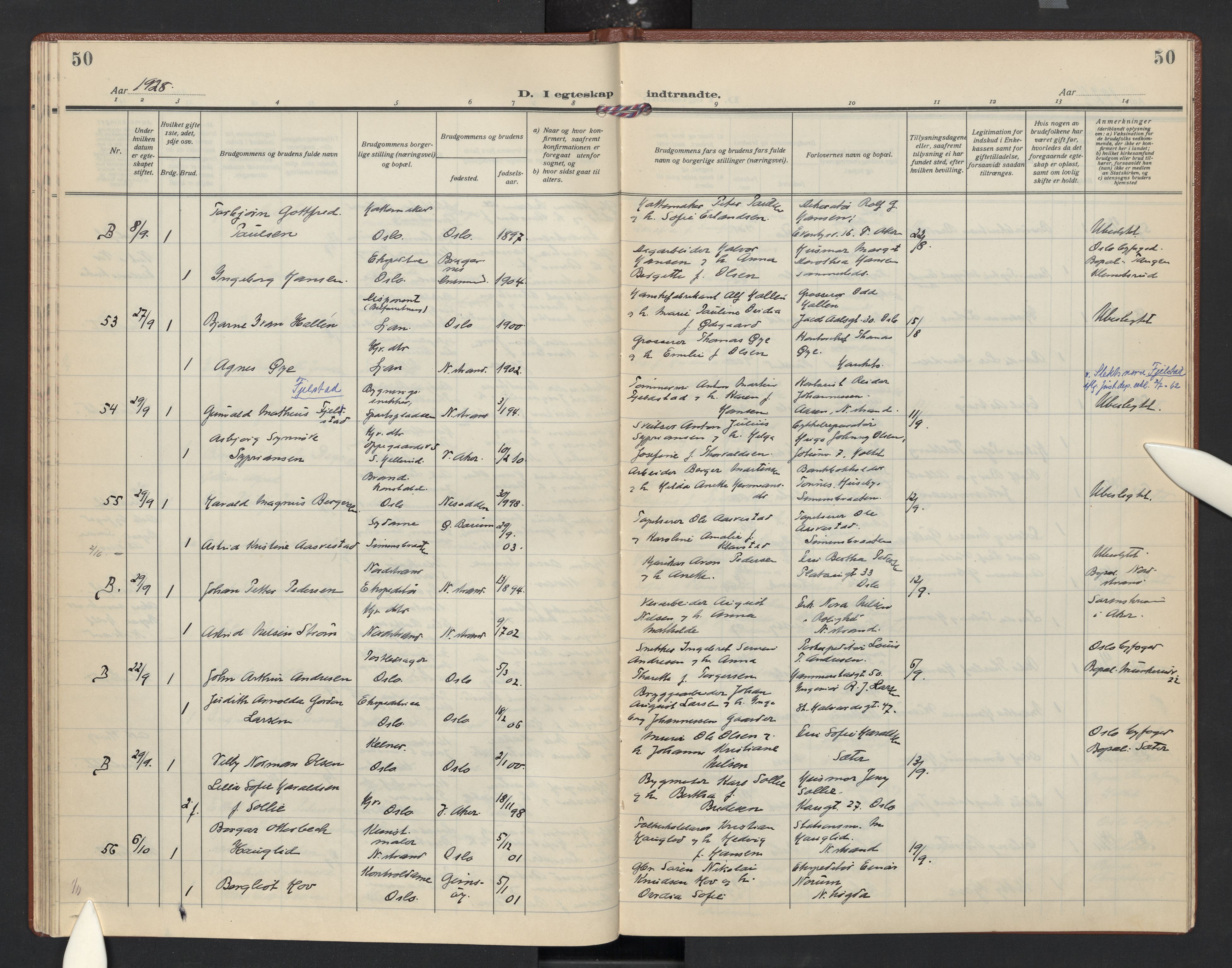 Nordstrand prestekontor Kirkebøker, AV/SAO-A-10362a/F/Fa/L0004: Ministerialbok nr. 4, 1924-1930, s. 50