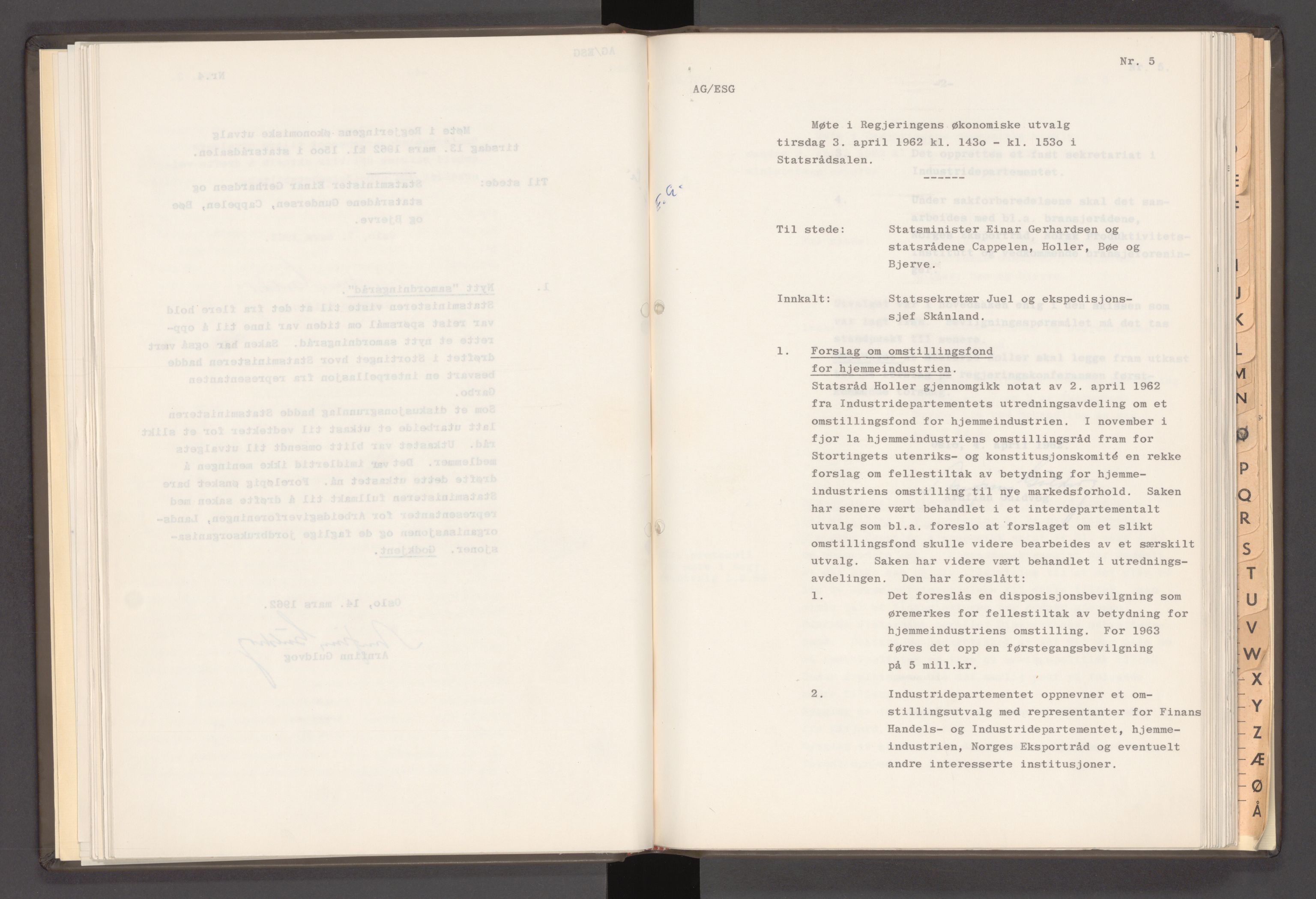 Statsministerens kontor, AV/RA-S-1005/A/Aa/L0021: Referat fra regjeringens økonomiske utvalg, 1960-1965