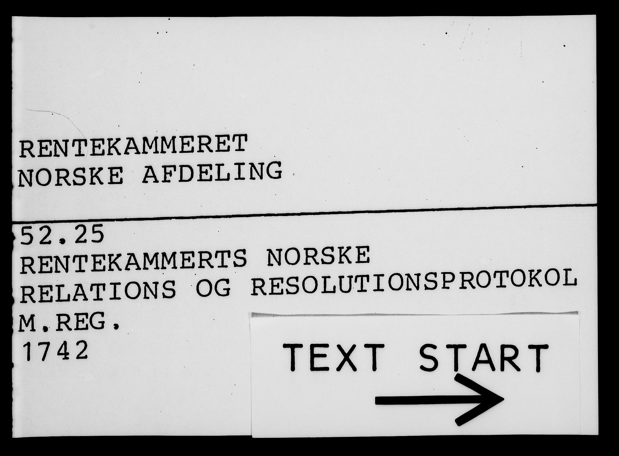 Rentekammeret, Kammerkanselliet, RA/EA-3111/G/Gf/Gfa/L0025: Norsk relasjons- og resolusjonsprotokoll (merket RK 52.25), 1742, s. 1