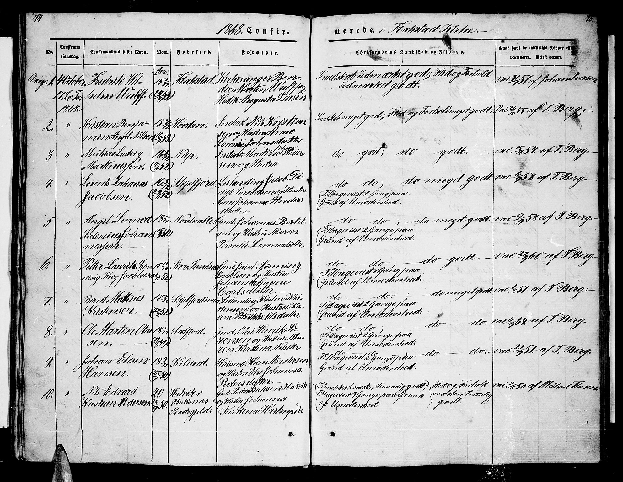 Ministerialprotokoller, klokkerbøker og fødselsregistre - Nordland, AV/SAT-A-1459/885/L1212: Klokkerbok nr. 885C01, 1847-1873, s. 74-75