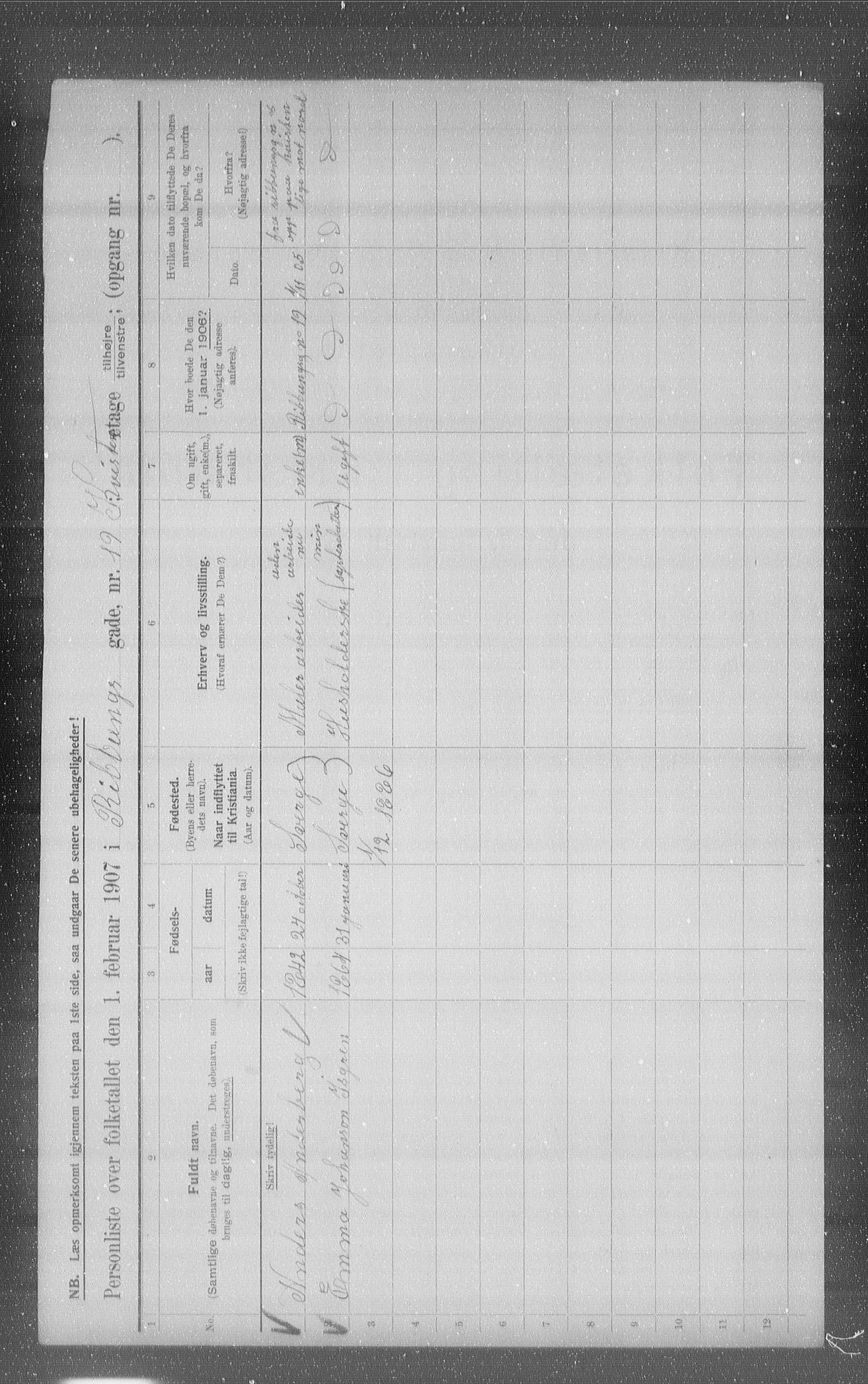 OBA, Kommunal folketelling 1.2.1907 for Kristiania kjøpstad, 1907, s. 42355