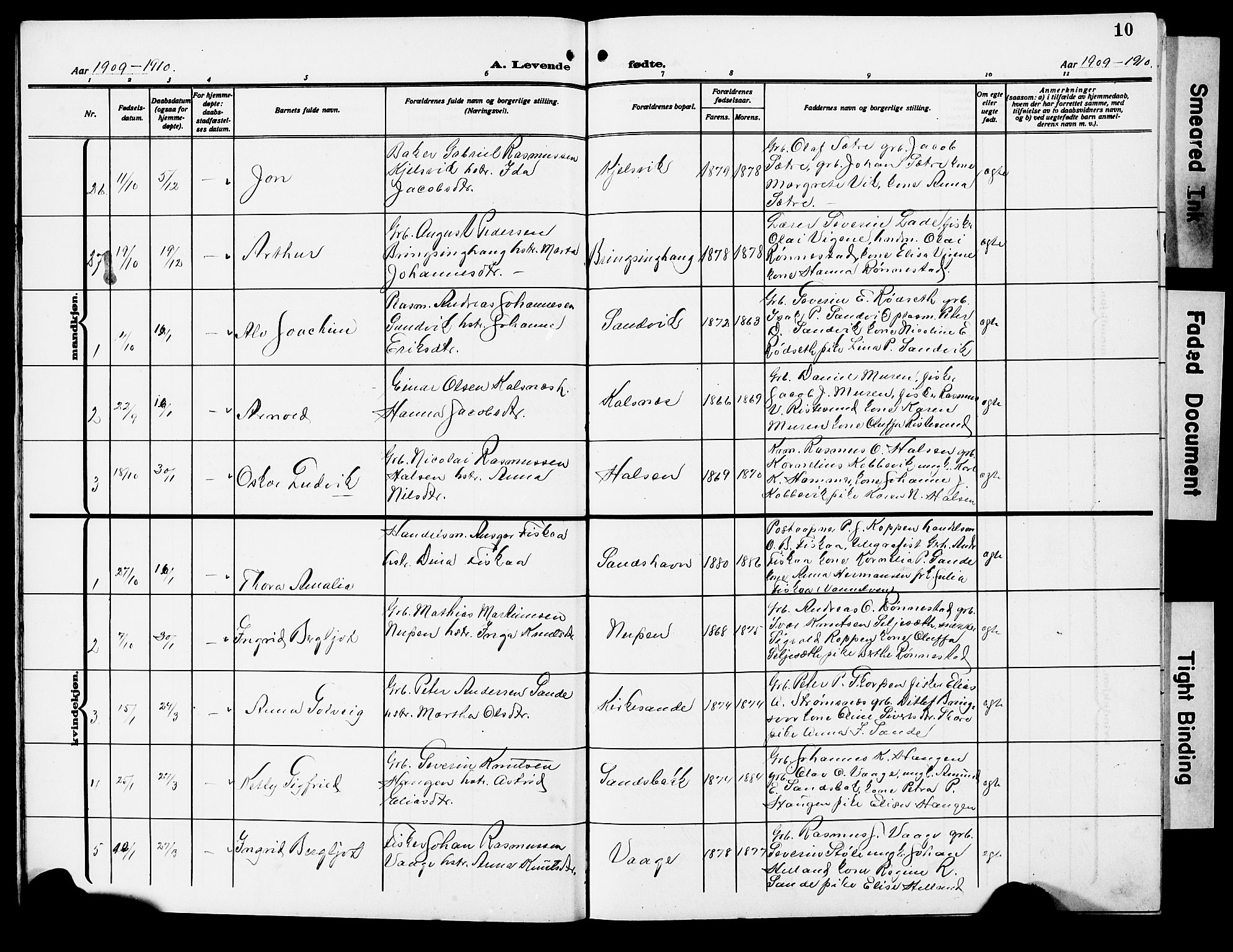 Ministerialprotokoller, klokkerbøker og fødselsregistre - Møre og Romsdal, AV/SAT-A-1454/503/L0050: Klokkerbok nr. 503C05, 1909-1922, s. 10