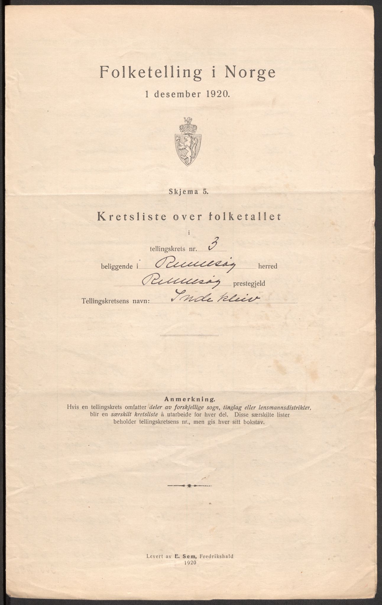 SAST, Folketelling 1920 for 1142 Rennesøy herred, 1920, s. 13