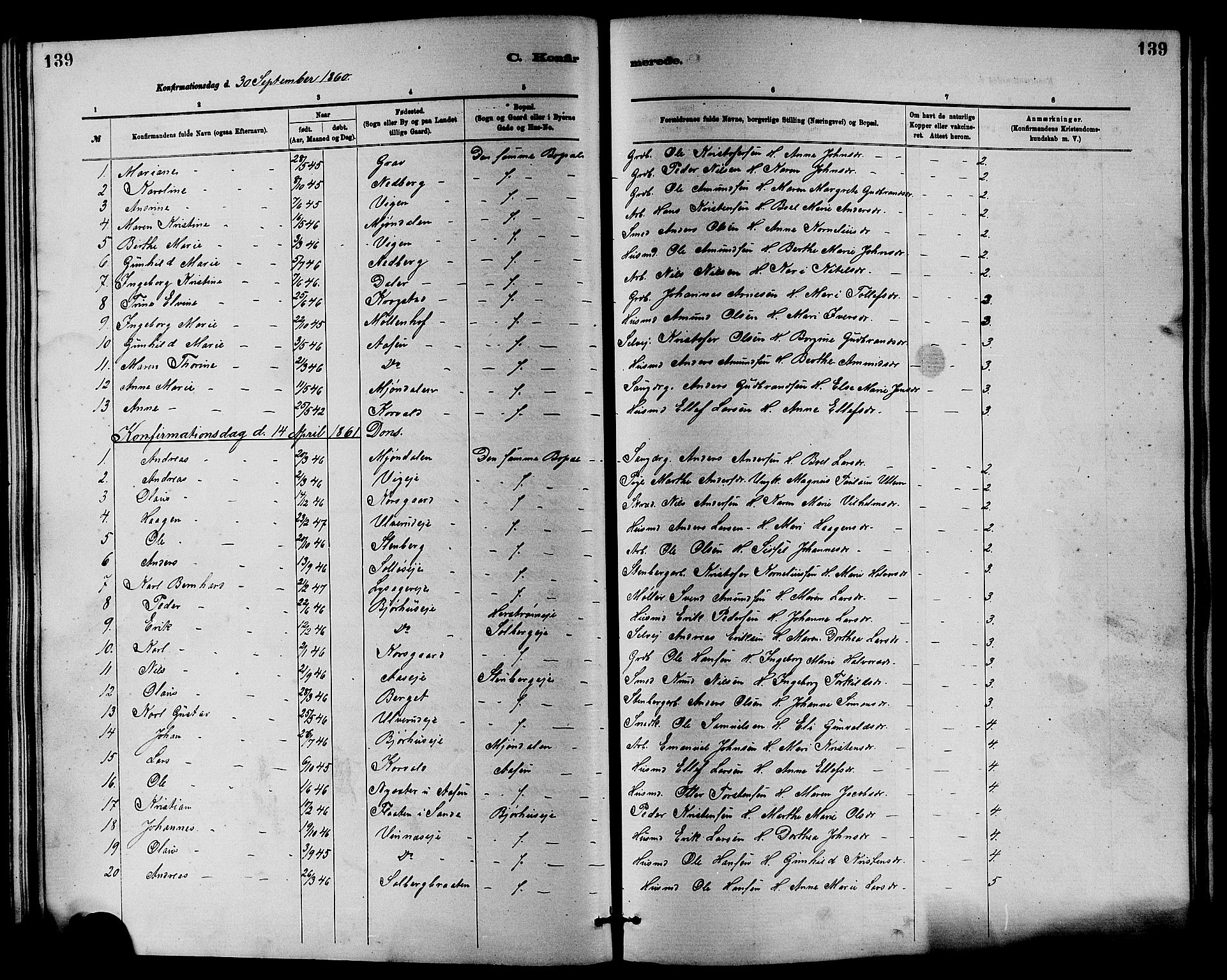 Nedre Eiker kirkebøker, AV/SAKO-A-612/F/Fa/L0001: Ministerialbok nr. 1, 1853-1877, s. 139