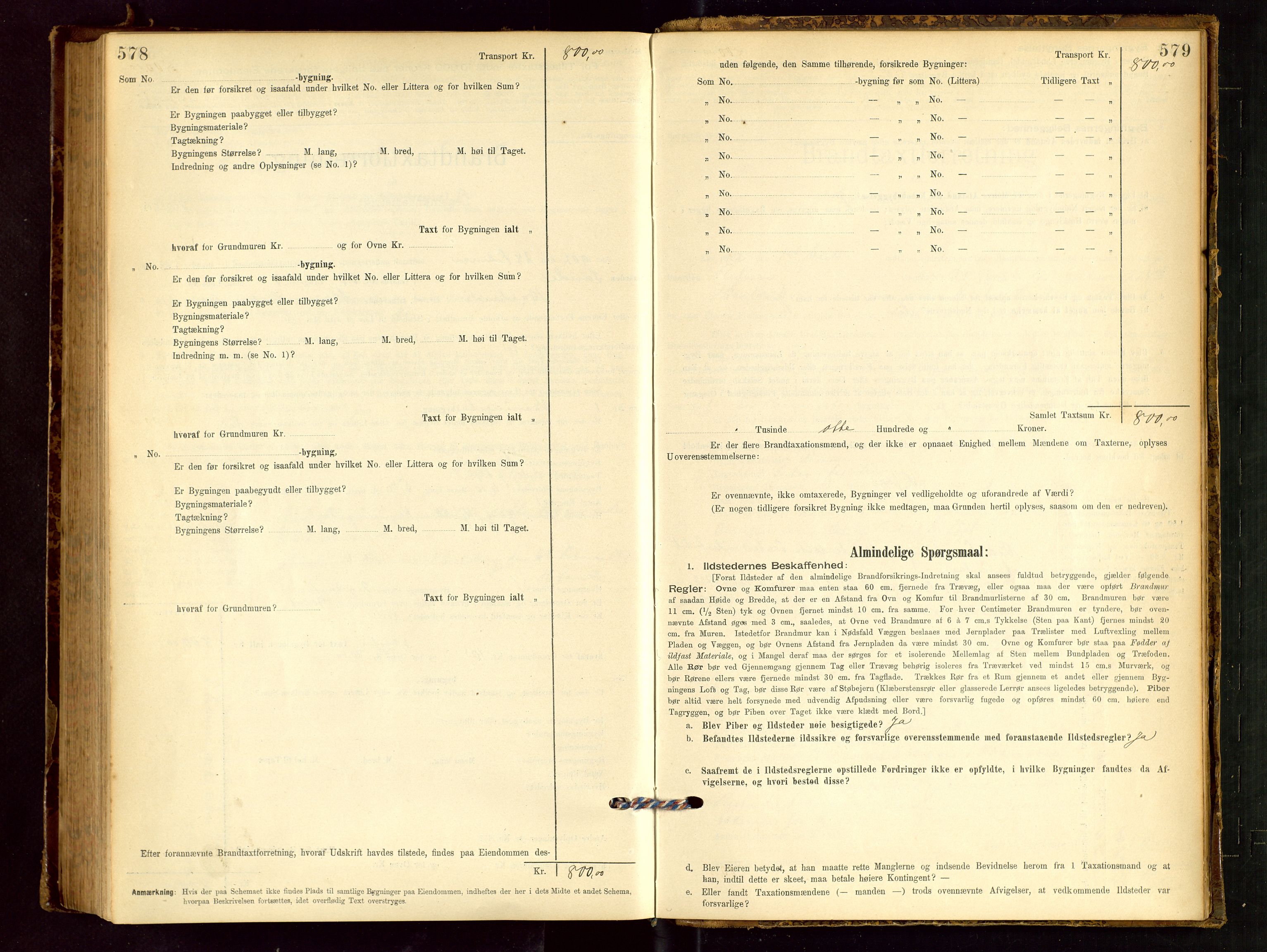 Håland lensmannskontor, AV/SAST-A-100100/Gob/L0001: Branntakstprotokoll - skjematakst. Register i boken., 1894-1902, s. 578-579