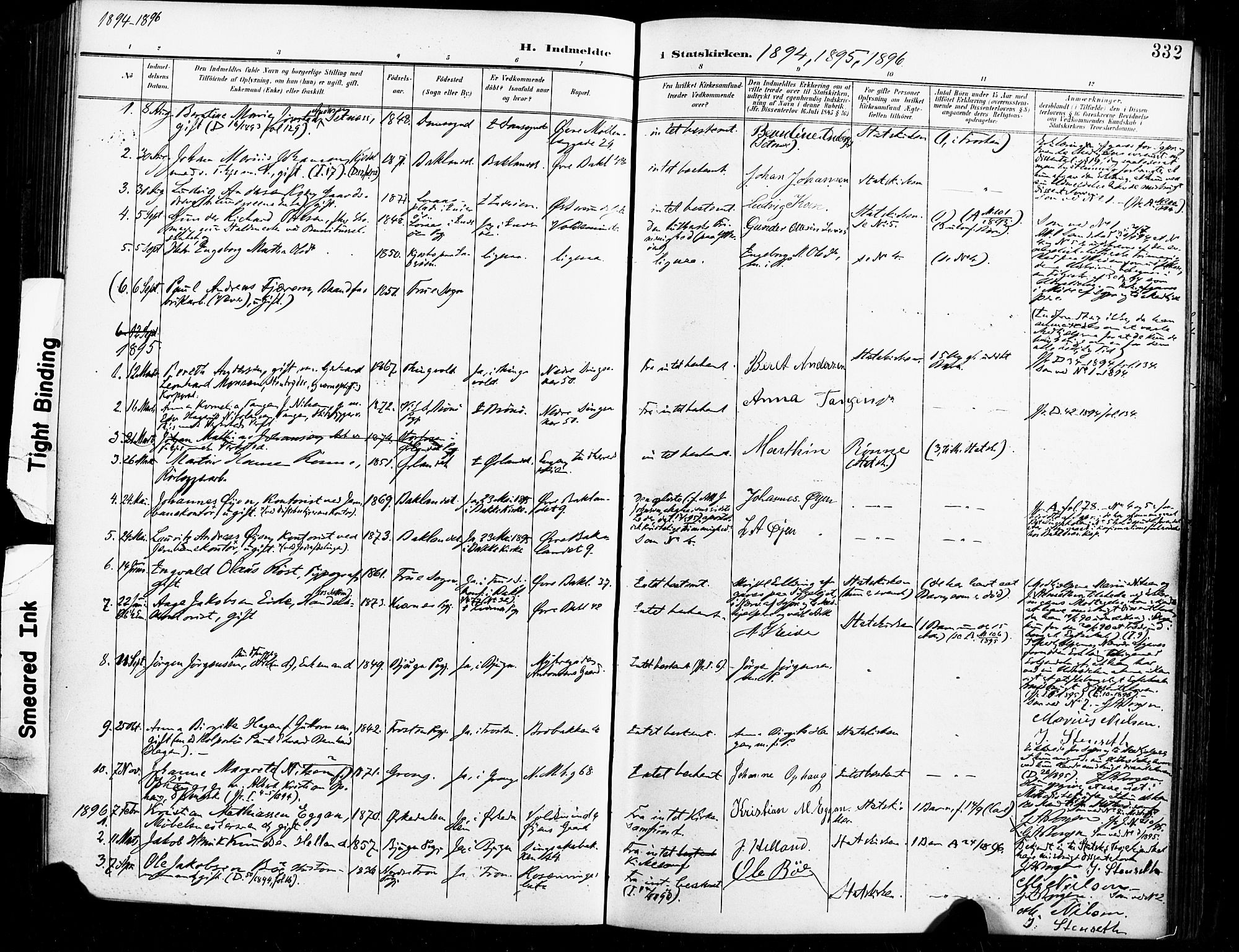 Ministerialprotokoller, klokkerbøker og fødselsregistre - Sør-Trøndelag, AV/SAT-A-1456/604/L0198: Ministerialbok nr. 604A19, 1893-1900, s. 332