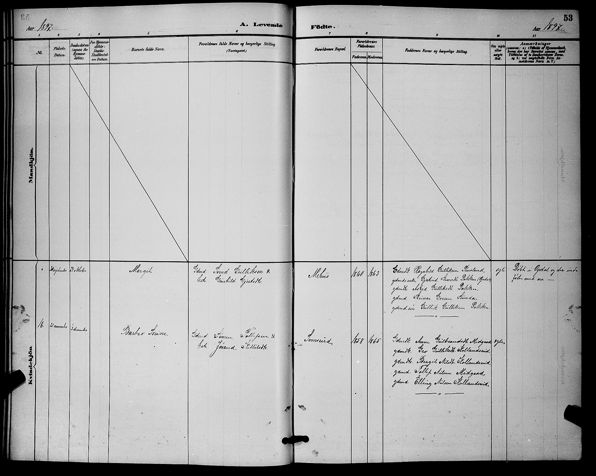 Nore kirkebøker, AV/SAKO-A-238/G/Ga/L0003: Klokkerbok nr. I 3, 1886-1903, s. 53