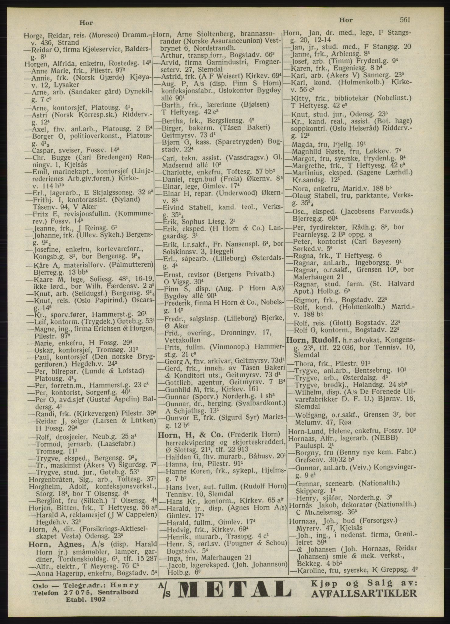 Kristiania/Oslo adressebok, PUBL/-, 1946, s. 561