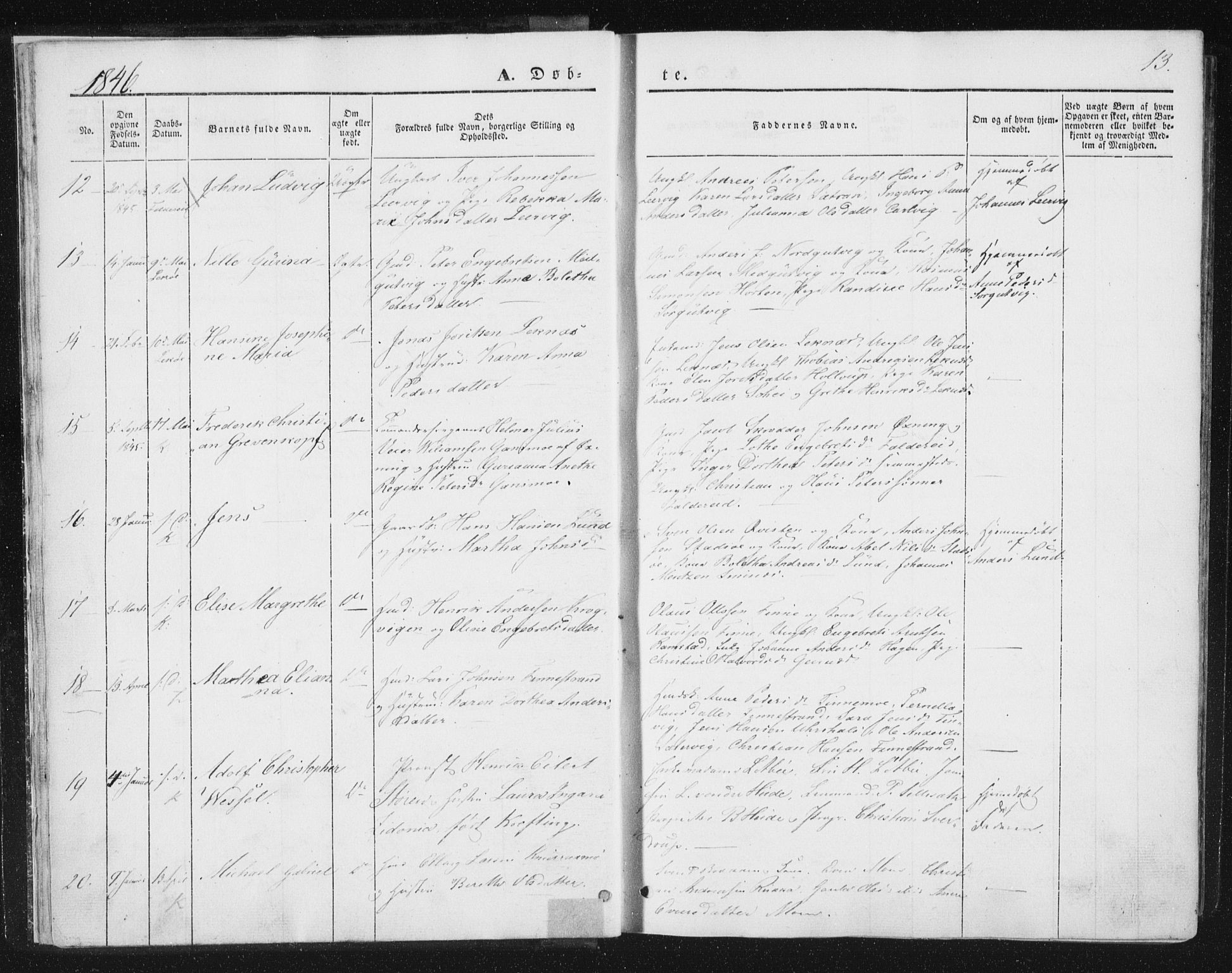 Ministerialprotokoller, klokkerbøker og fødselsregistre - Nord-Trøndelag, SAT/A-1458/780/L0640: Ministerialbok nr. 780A05, 1845-1856, s. 13