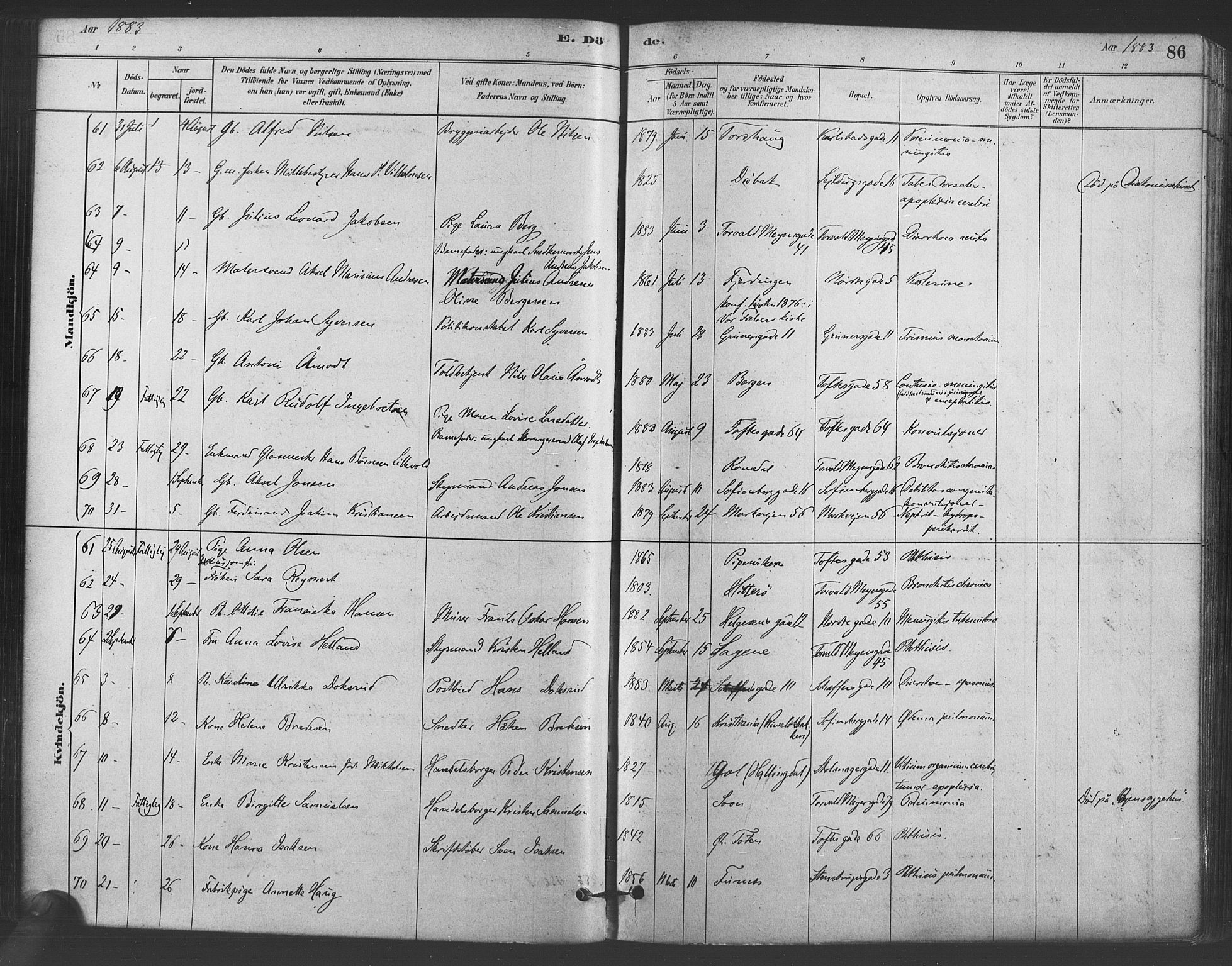 Paulus prestekontor Kirkebøker, AV/SAO-A-10871/F/Fa/L0005: Ministerialbok nr. 5, 1879-1889, s. 86