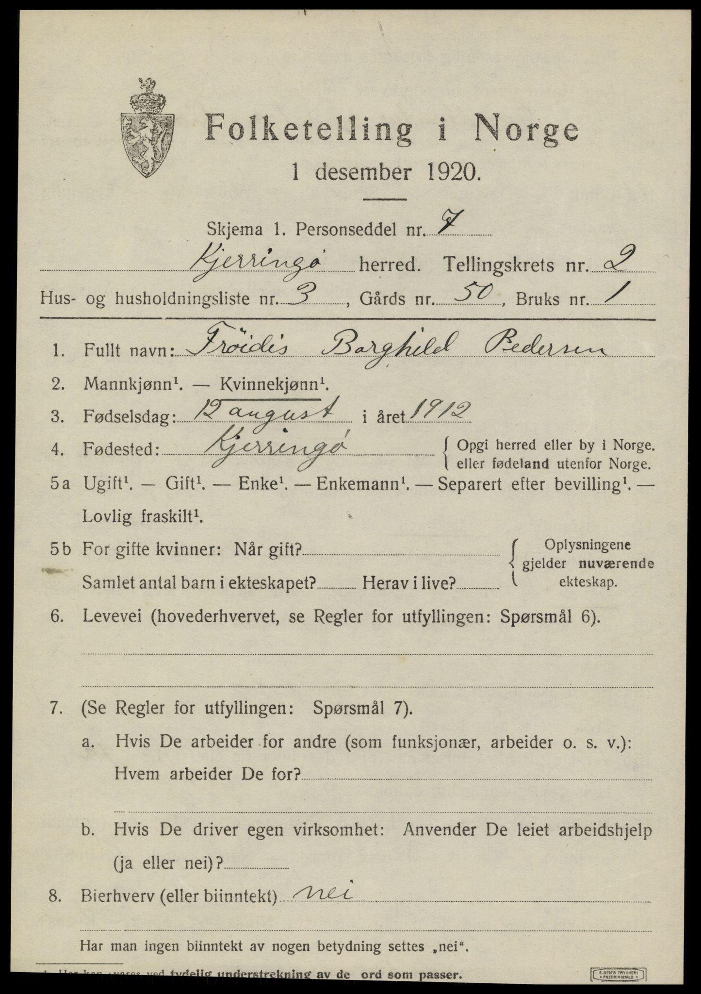 SAT, Folketelling 1920 for 1844 Kjerringøy herred, 1920, s. 885