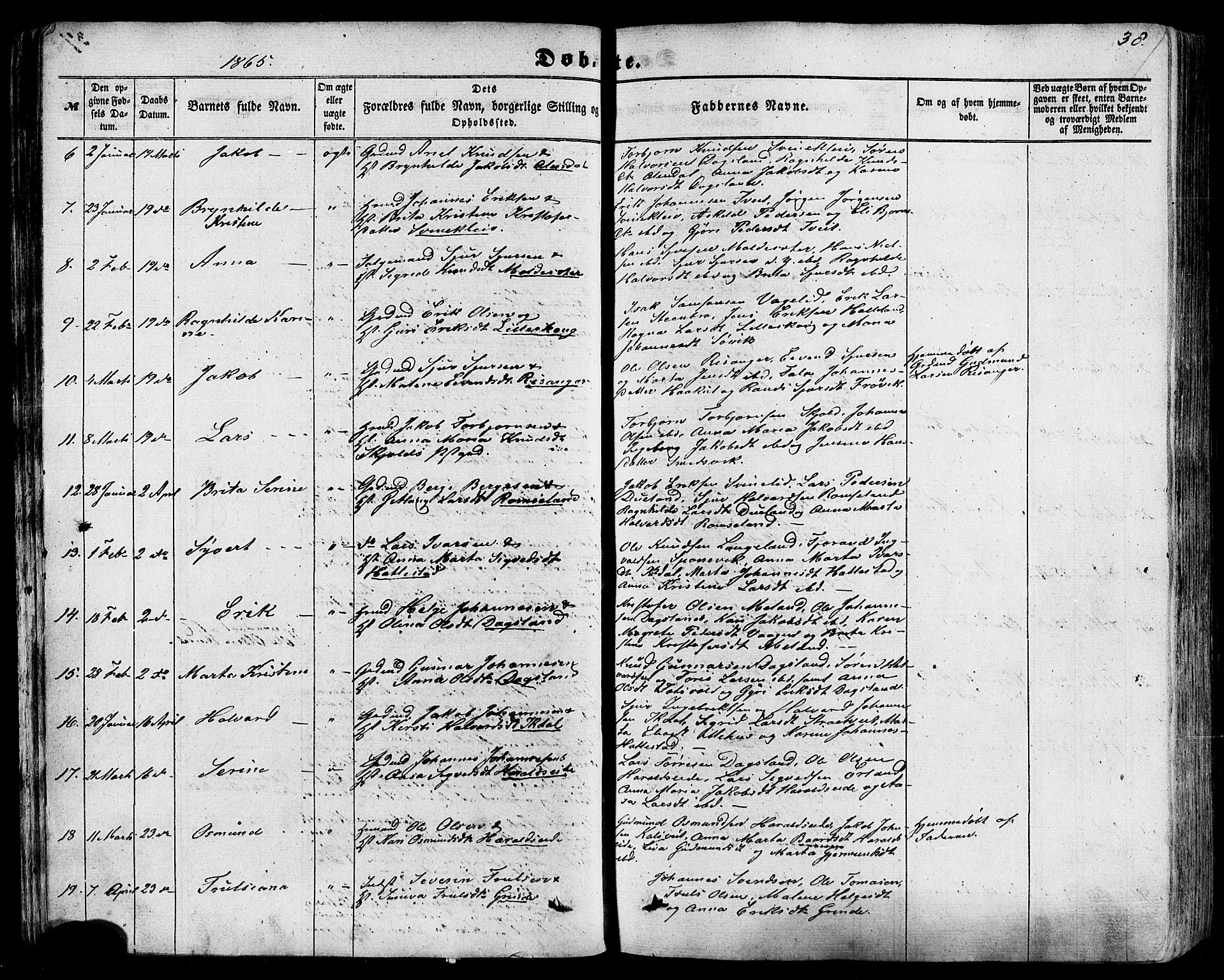 Skjold sokneprestkontor, AV/SAST-A-101847/H/Ha/Haa/L0008: Ministerialbok nr. A 8, 1856-1882, s. 38