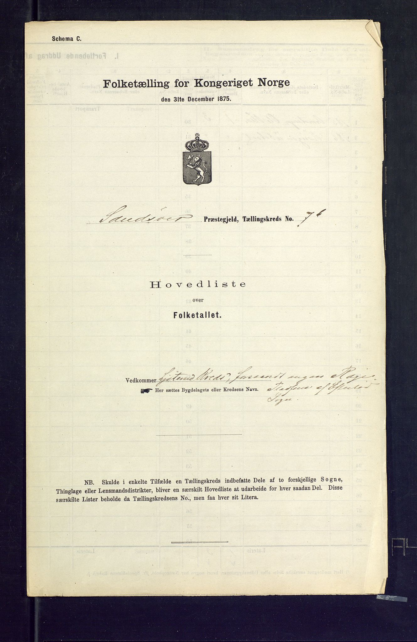 SAKO, Folketelling 1875 for 0629P Sandsvær prestegjeld, 1875, s. 45