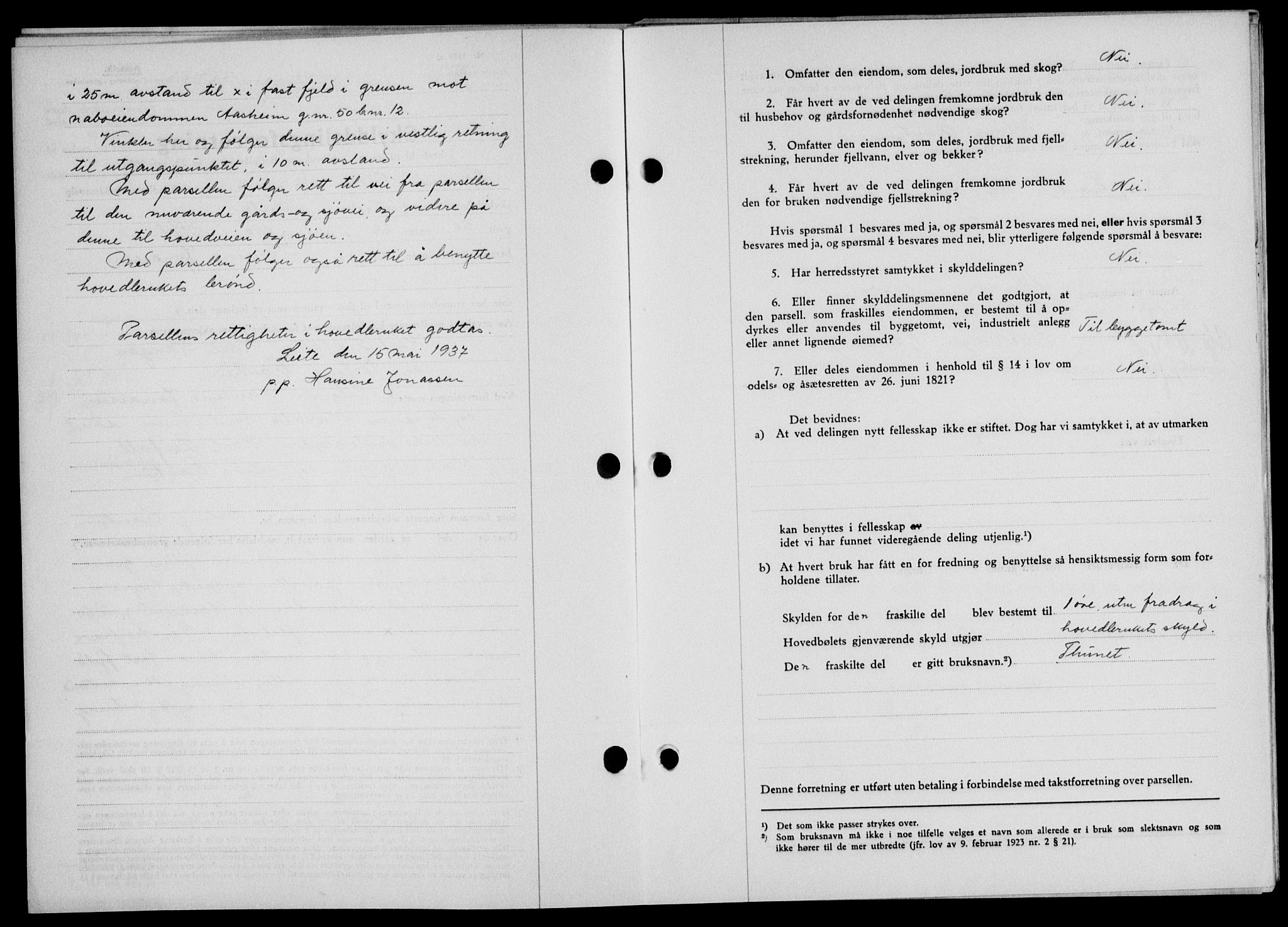 Lofoten sorenskriveri, SAT/A-0017/1/2/2C/L0002a: Pantebok nr. 2a, 1937-1937, Dagboknr: 1582/1937