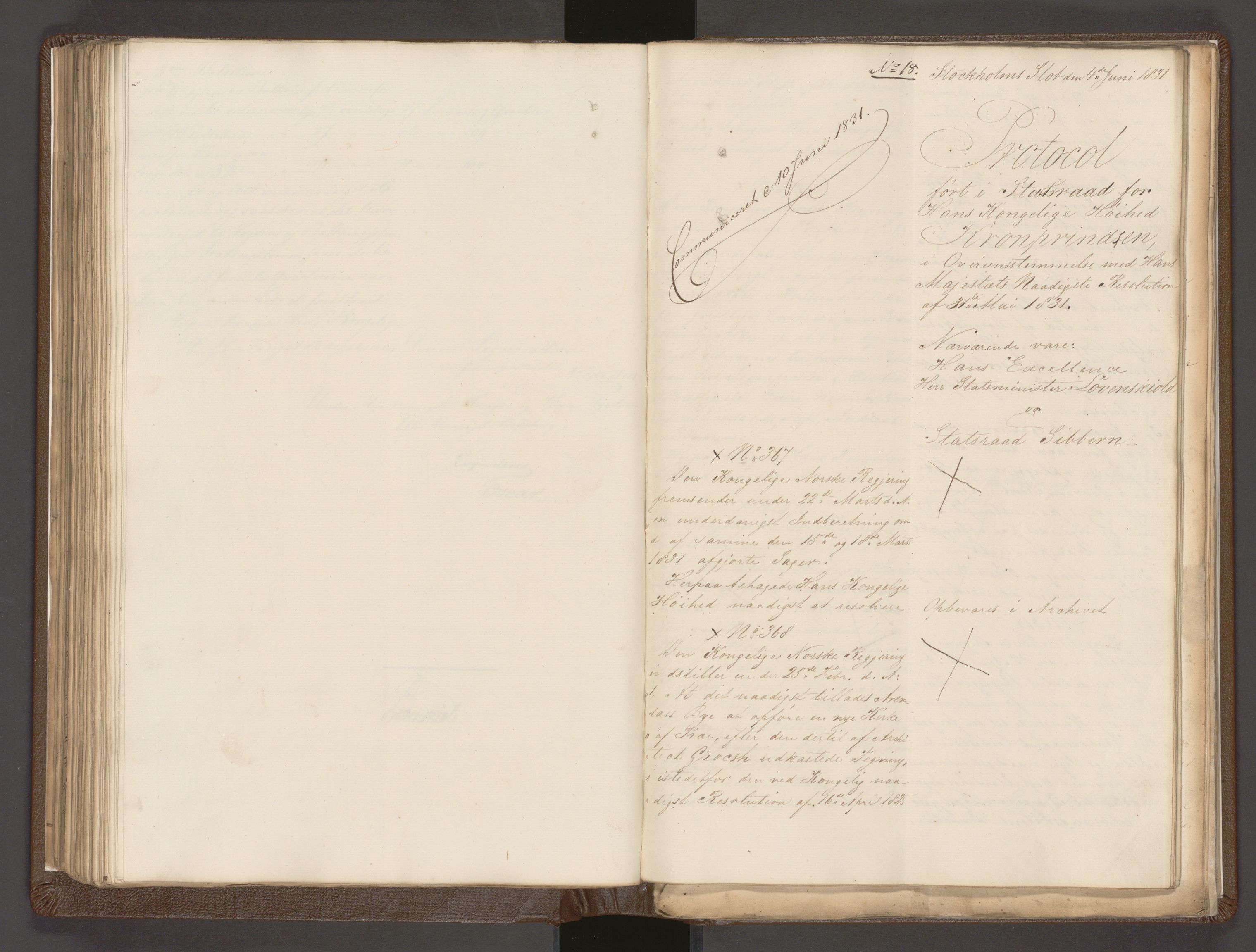 Statsrådssekretariatet, AV/RA-S-1001/A/Ab/L0032: Kgl. res. nr. 917-992 og 1-512, 1. halvår, 1831