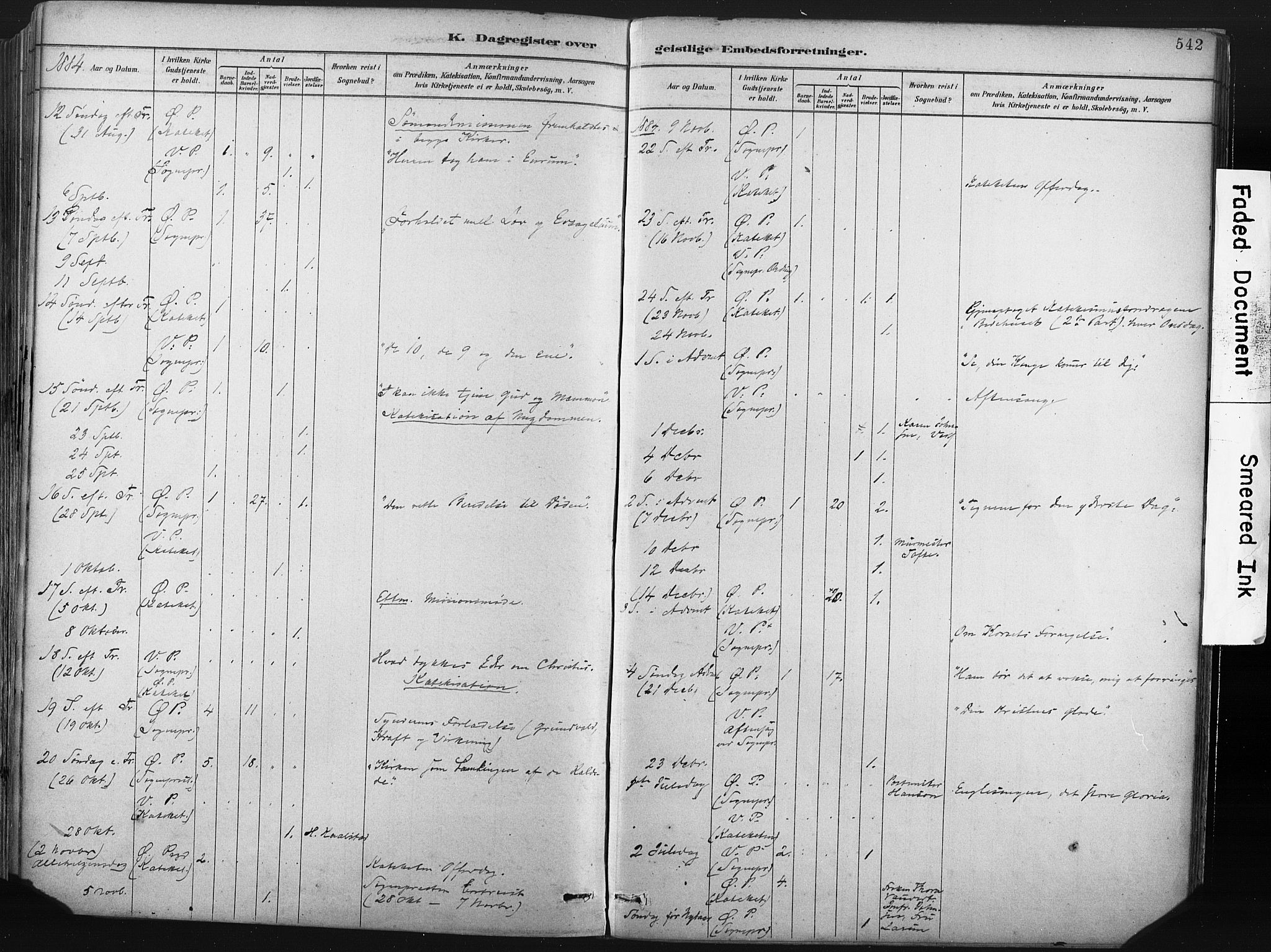 Porsgrunn kirkebøker , AV/SAKO-A-104/F/Fa/L0008: Ministerialbok nr. 8, 1878-1895, s. 542