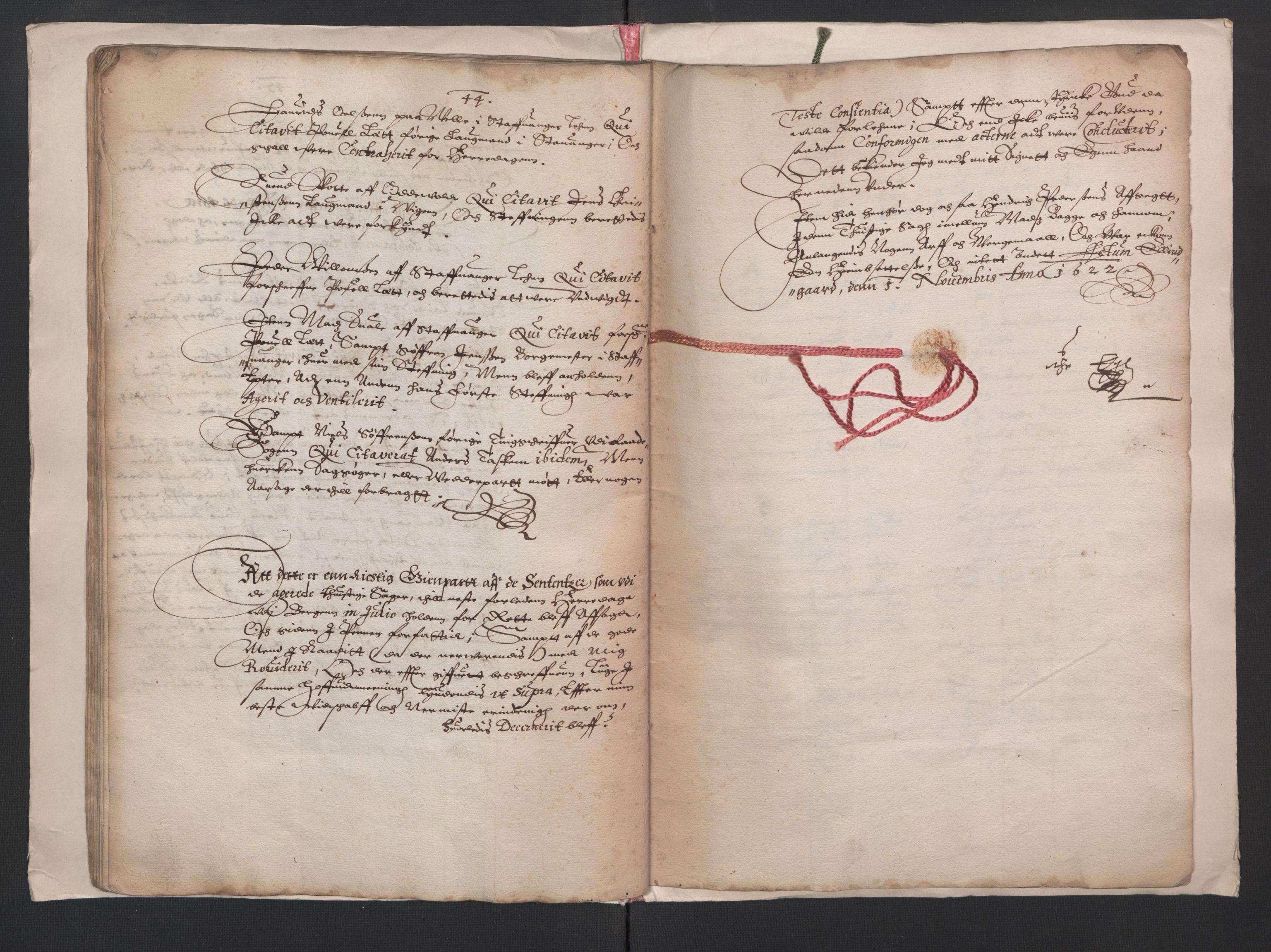 Herredagen 1539-1664  (Kongens Retterting), RA/EA-2882/A/L0013: Dombok   Avsiktsbok   Stevningsbok, 1622, s. 44-45