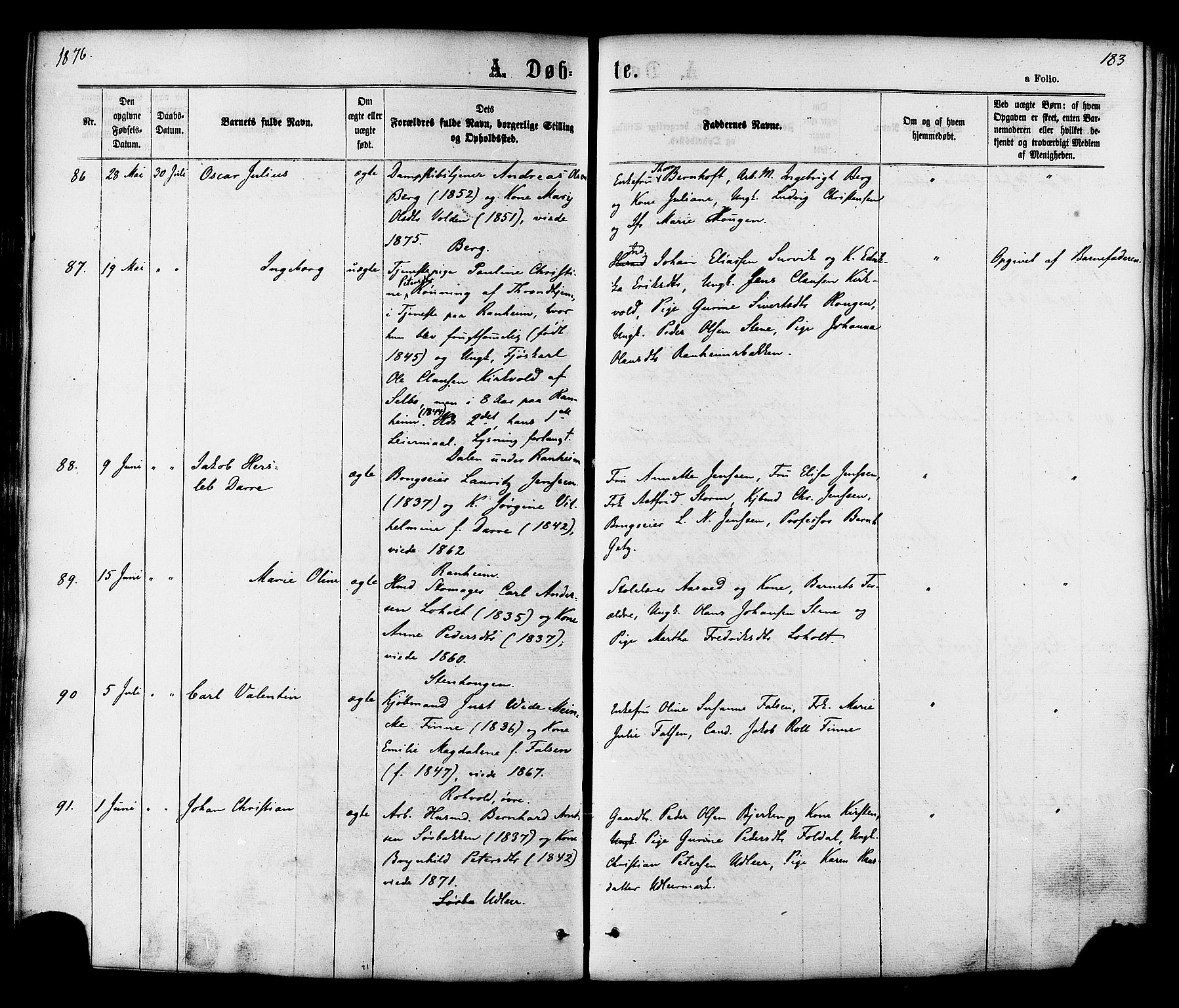 Ministerialprotokoller, klokkerbøker og fødselsregistre - Sør-Trøndelag, SAT/A-1456/606/L0293: Ministerialbok nr. 606A08, 1866-1877, s. 183