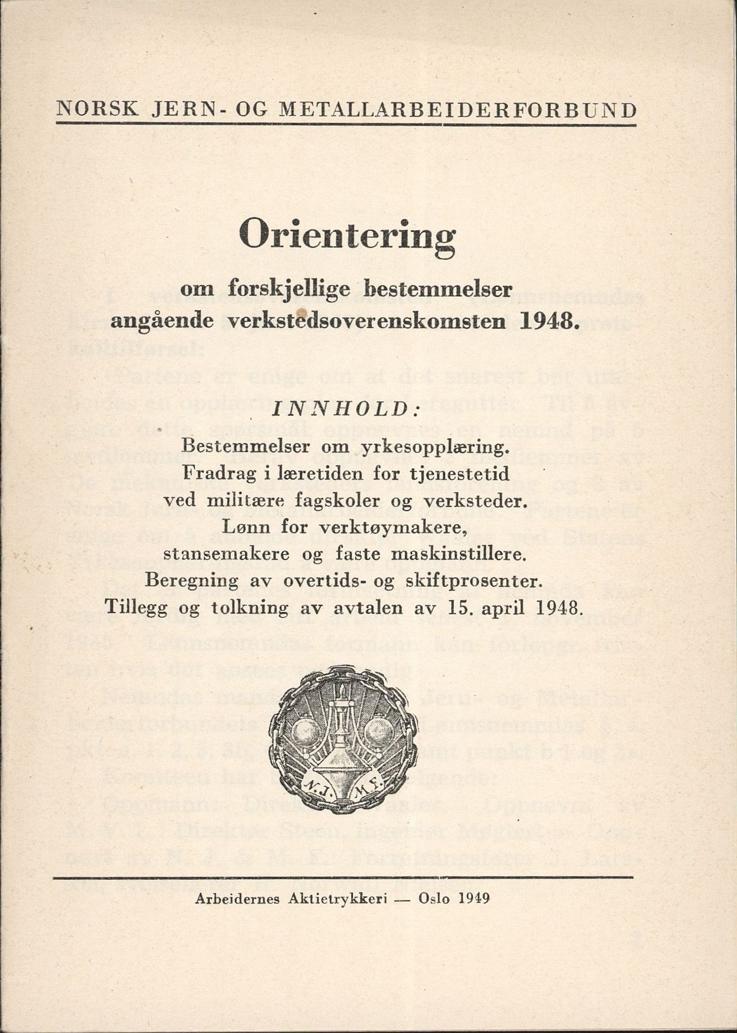 Norsk jern- og metallarbeiderforbund, AAB/ARK-1659/O/L0001/0021: Verkstedsoverenskomsten / Verkstedsoverenskomsten, 1948