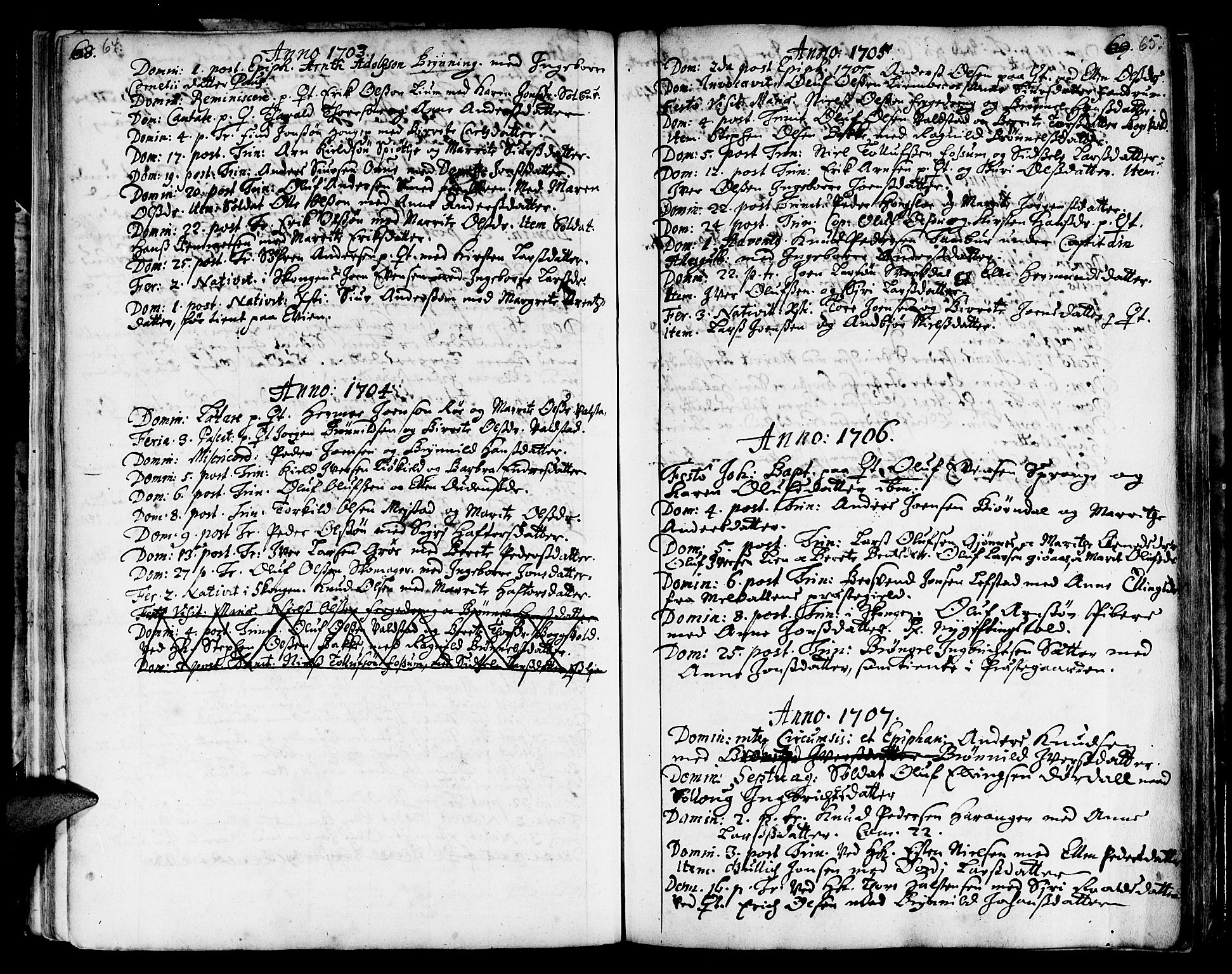 Ministerialprotokoller, klokkerbøker og fødselsregistre - Sør-Trøndelag, AV/SAT-A-1456/668/L0801: Ministerialbok nr. 668A01, 1695-1716, s. 64-65