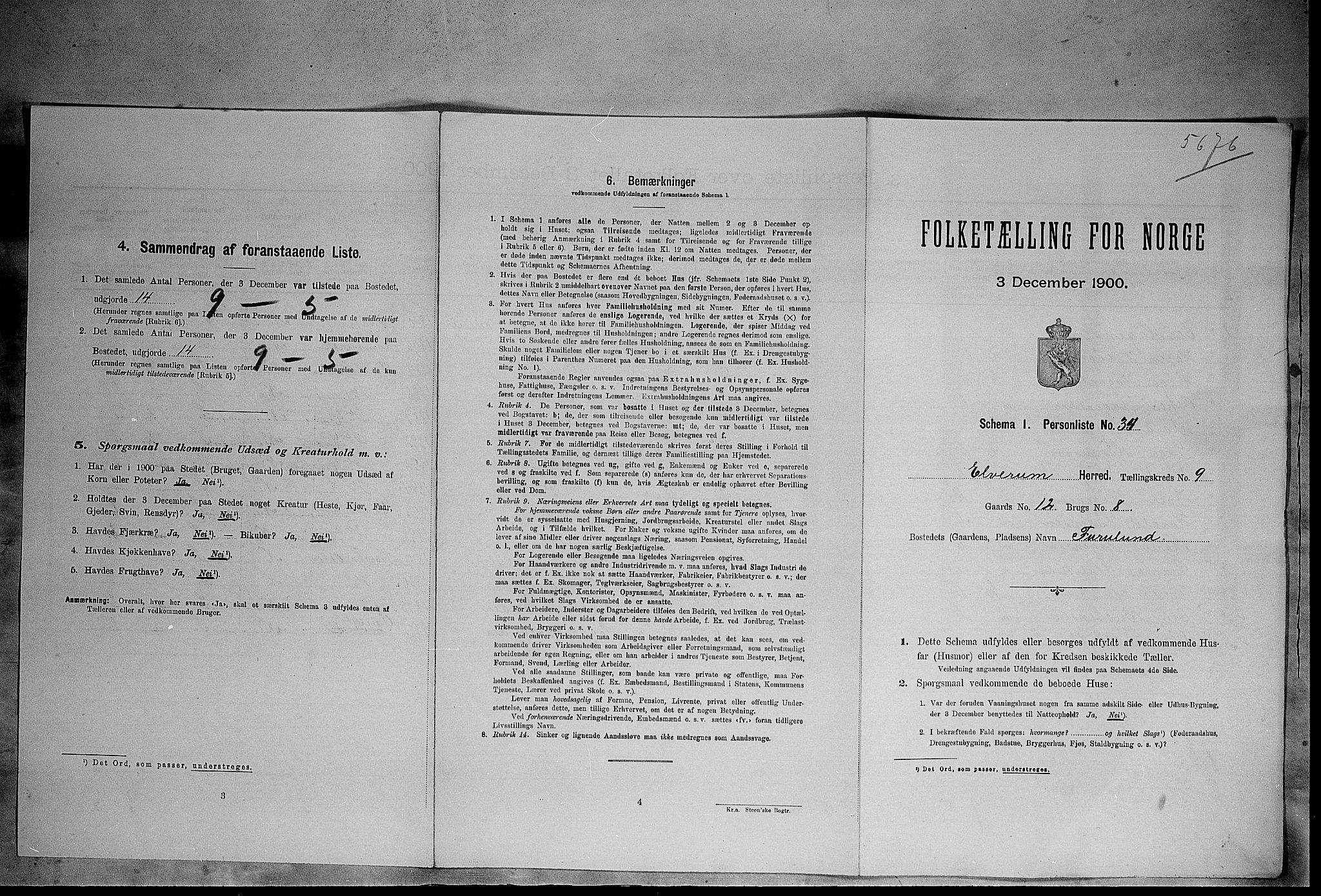 SAH, Folketelling 1900 for 0427 Elverum herred, 1900, s. 1176