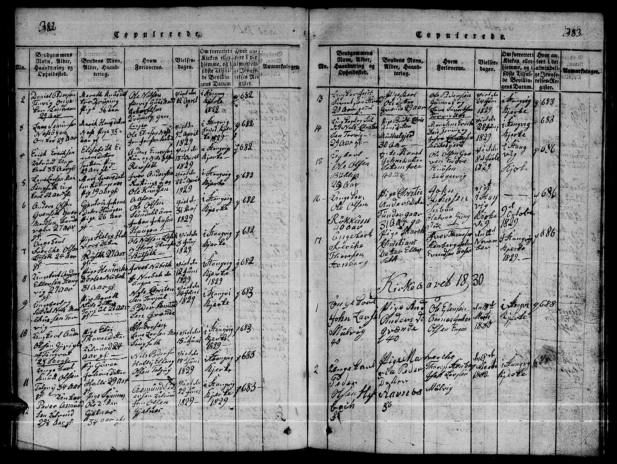 Ministerialprotokoller, klokkerbøker og fødselsregistre - Møre og Romsdal, AV/SAT-A-1454/592/L1031: Klokkerbok nr. 592C01, 1820-1833, s. 382-383