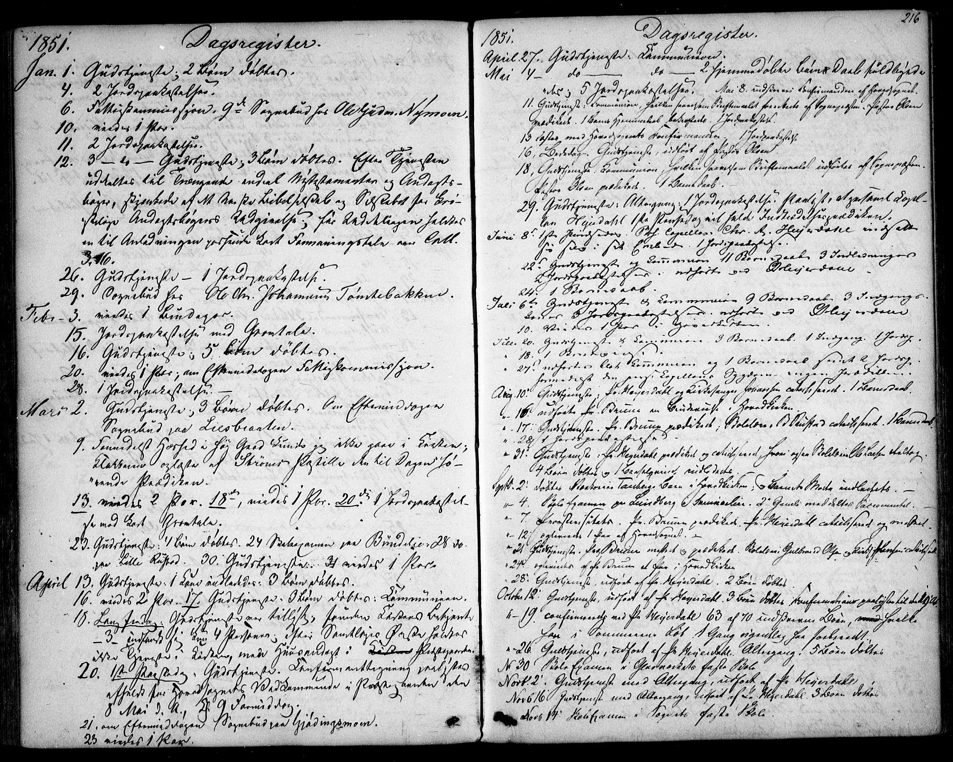 Hurdal prestekontor Kirkebøker, AV/SAO-A-10889/F/Fa/L0005: Ministerialbok nr. I 5, 1846-1859, s. 216