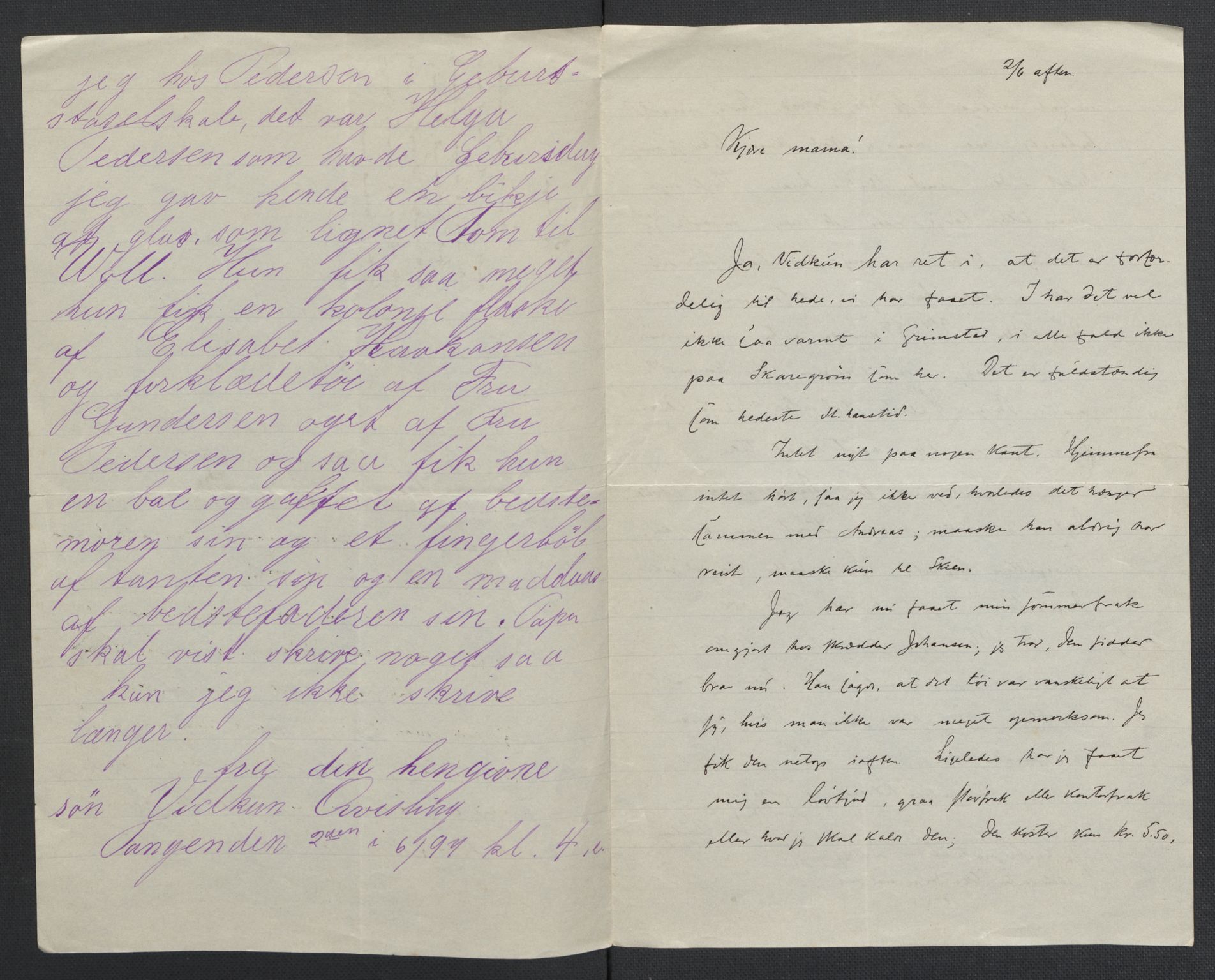 Quisling, Vidkun, RA/PA-0750/K/L0001: Brev til og fra Vidkun Quisling samt til og fra andre medlemmer av familien Quisling + karakterbøker, 1894-1929, s. 5