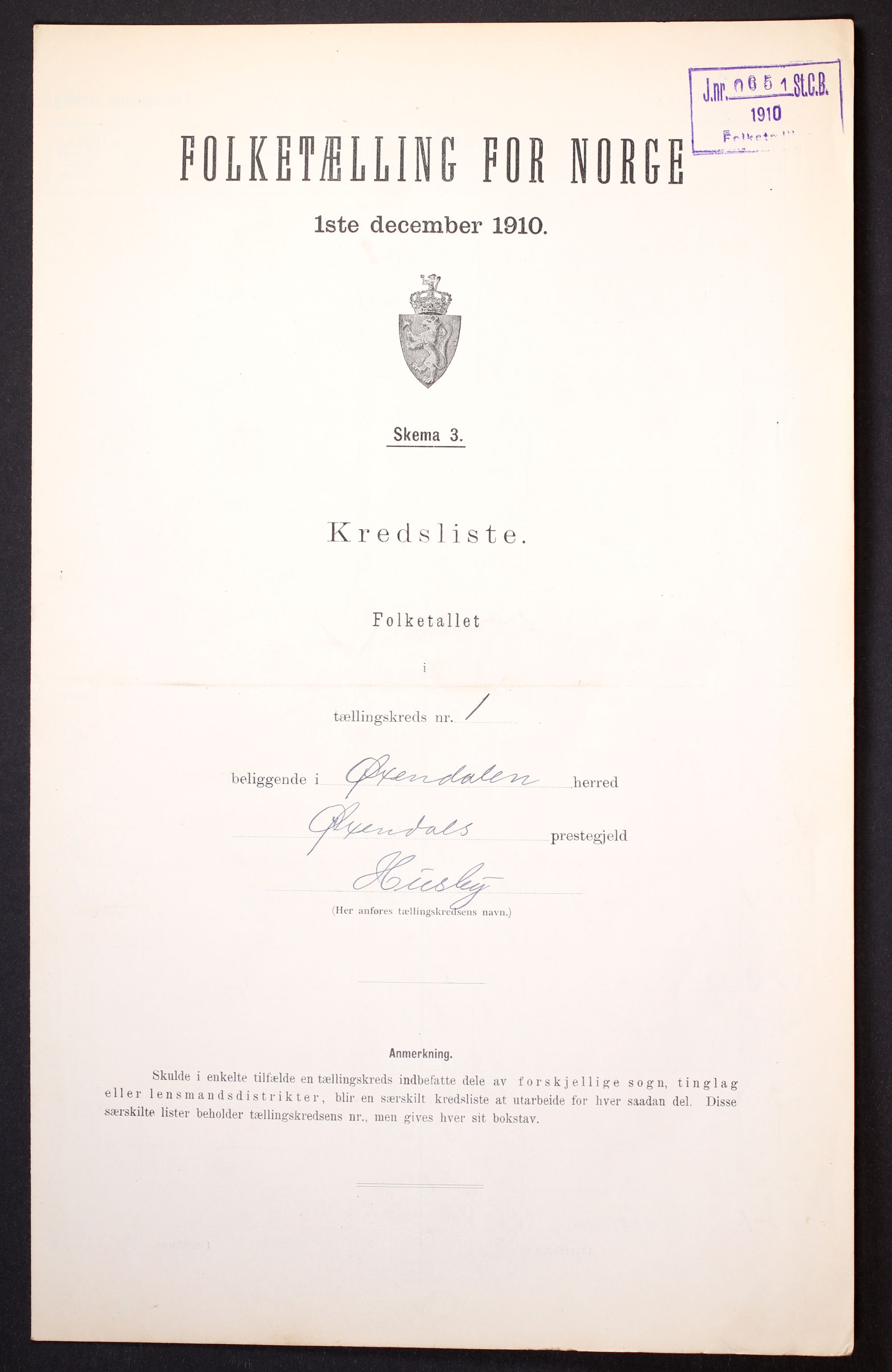 RA, Folketelling 1910 for 1561 Øksendal herred, 1910, s. 5
