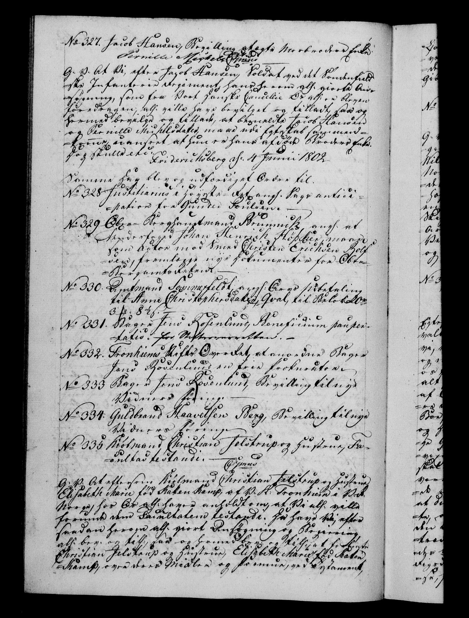 Danske Kanselli 1800-1814, RA/EA-3024/H/Hf/Hfb/Hfba/L0002: Registranter, 1802-1804, s. 43b