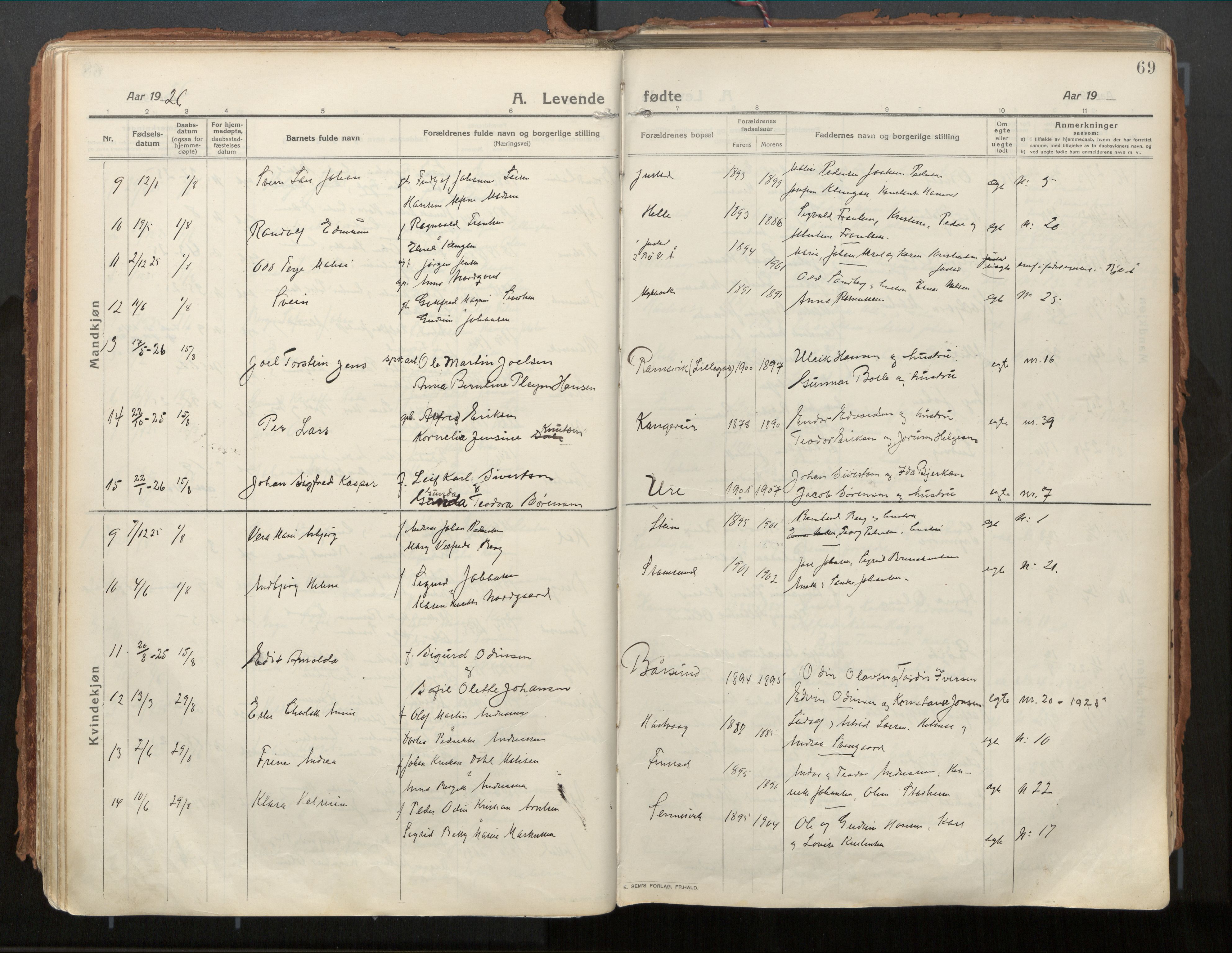 Ministerialprotokoller, klokkerbøker og fødselsregistre - Nordland, AV/SAT-A-1459/882/L1181: Ministerialbok nr. 882A03, 1913-1937, s. 69