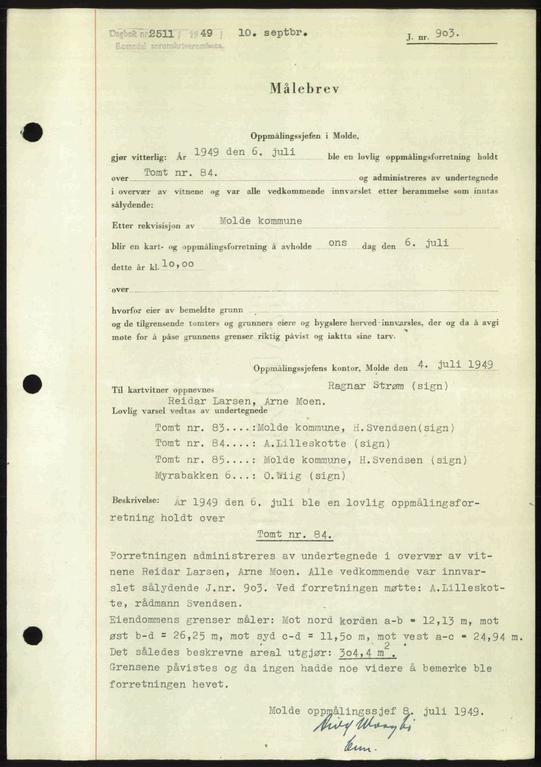 Romsdal sorenskriveri, SAT/A-4149/1/2/2C: Pantebok nr. A30, 1949-1949, Dagboknr: 2511/1949
