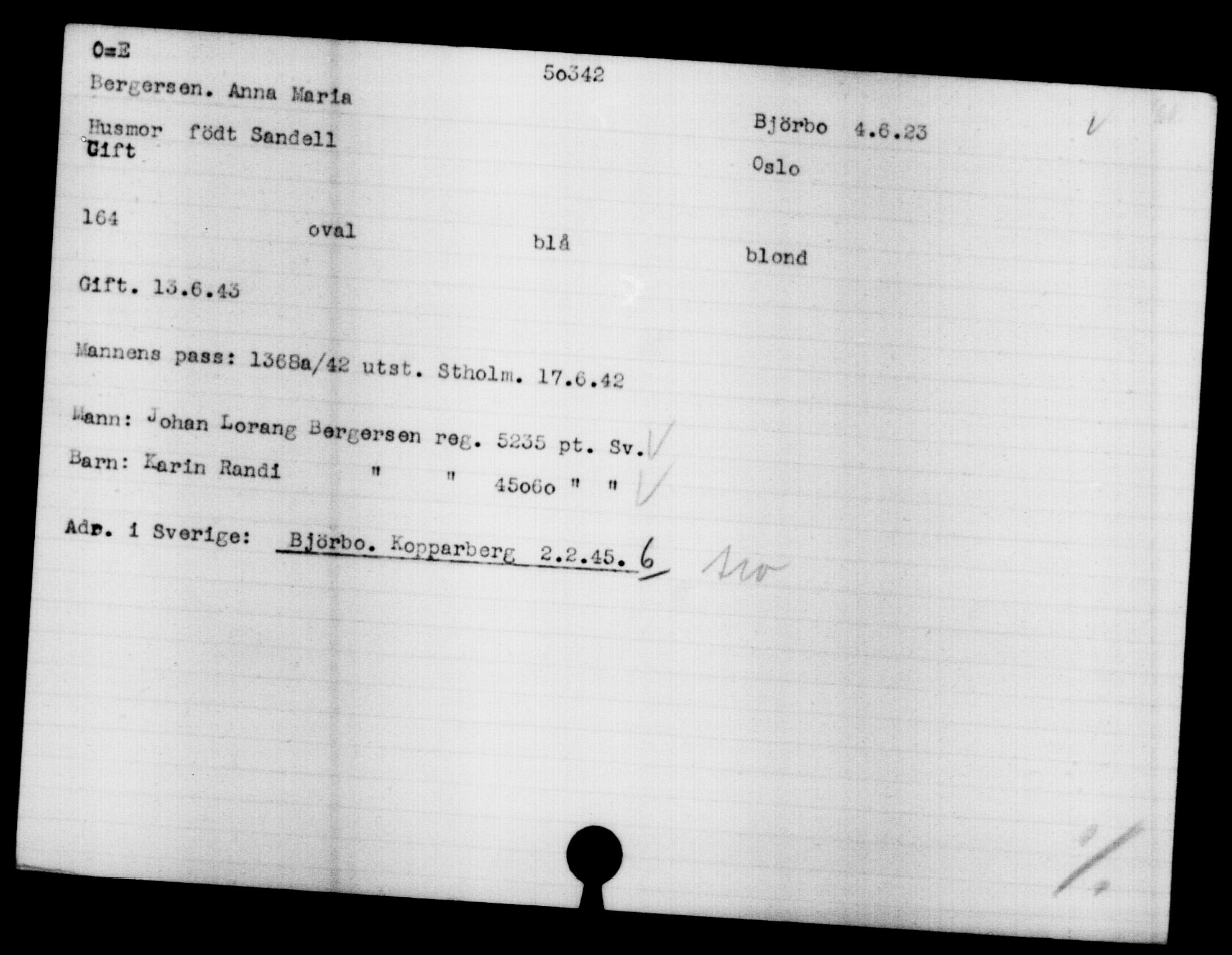 Utenriksstasjonene, Legasjonen i Stockholm, Flyktningkontoret, AV/RA-S-6753/V/Va/L0019: Kjesäterkartoteket, flyktninger med registreringsnr. 49600-55060, 1940-1945, s. 769
