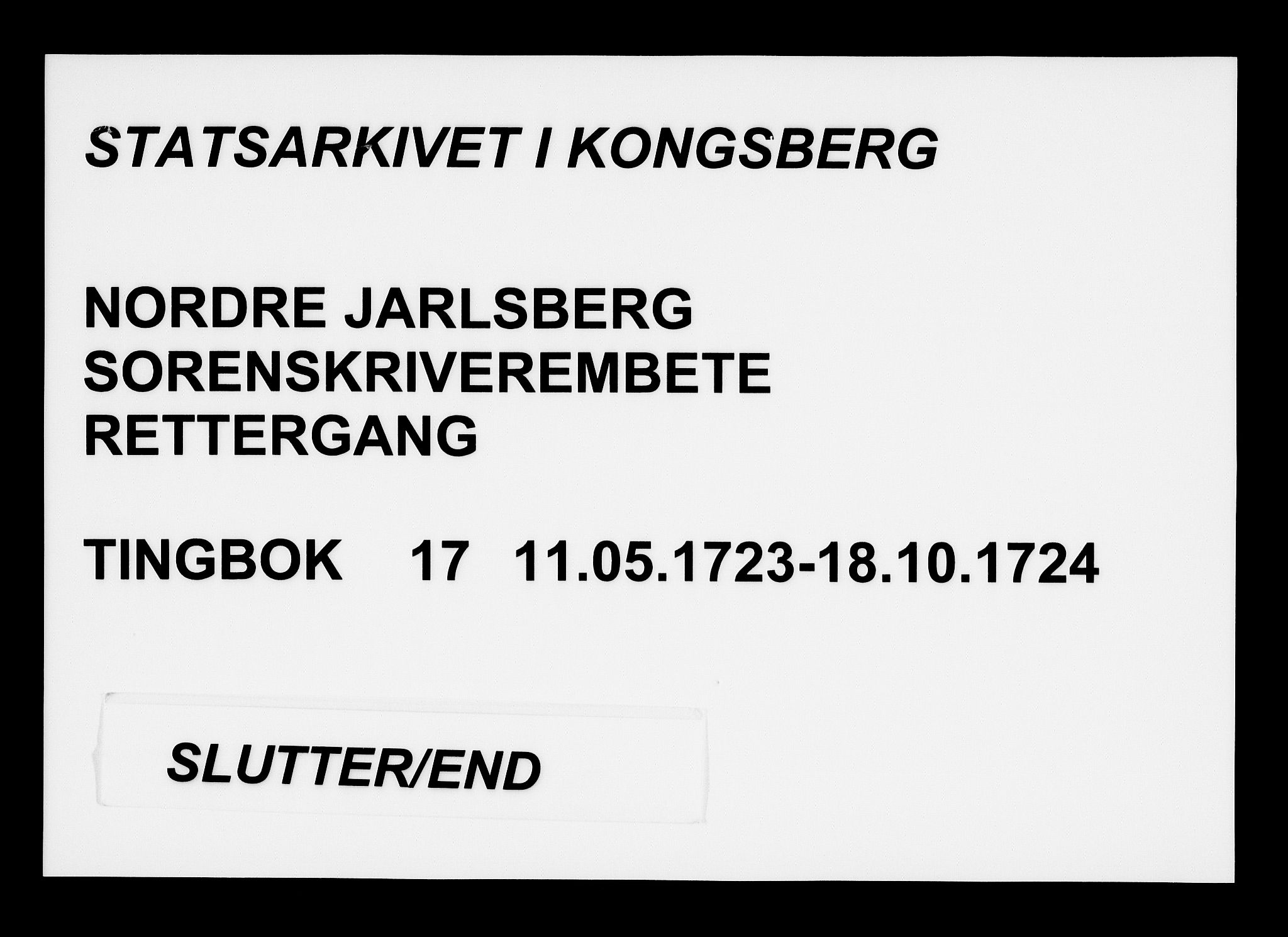 Nordre Jarlsberg sorenskriveri, AV/SAKO-A-80/F/Fa/Faa/L0017: Tingbok, 1723-1724