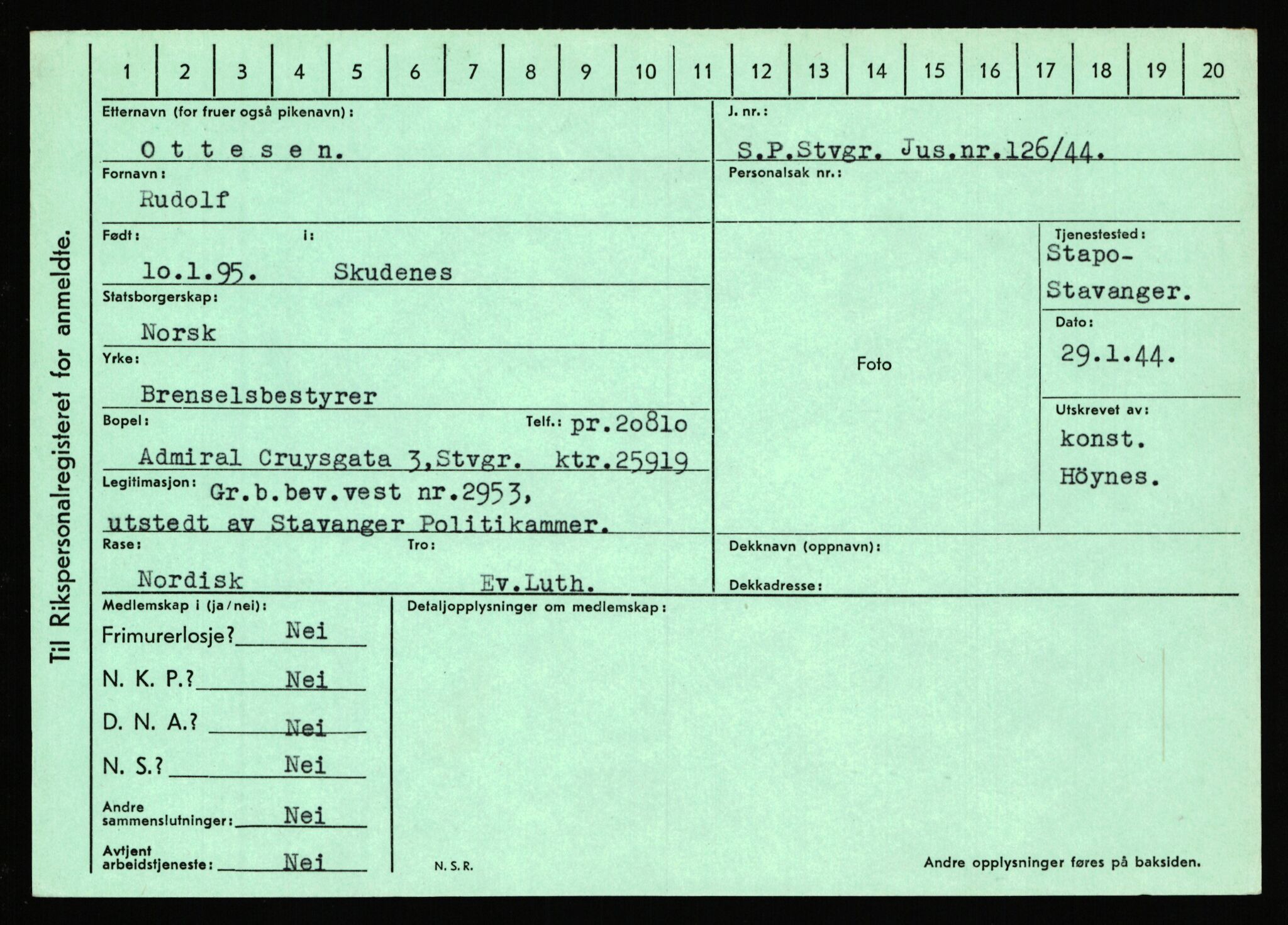 Statspolitiet - Hovedkontoret / Osloavdelingen, AV/RA-S-1329/C/Ca/L0012: Oanæs - Quistgaard	, 1943-1945, s. 2789