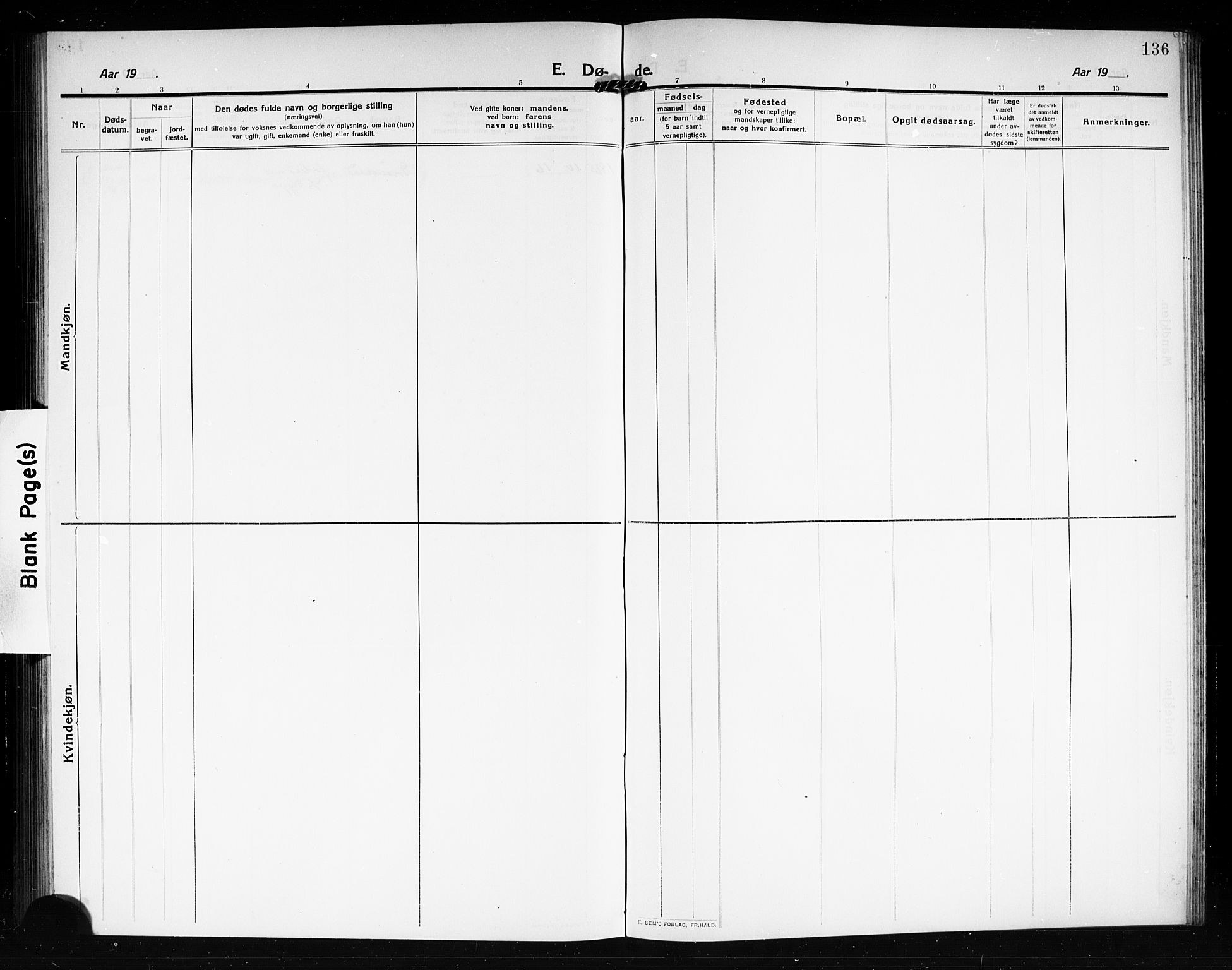 Tjøme kirkebøker, AV/SAKO-A-328/G/Ga/L0002: Klokkerbok nr. I 2, 1911-1920, s. 136