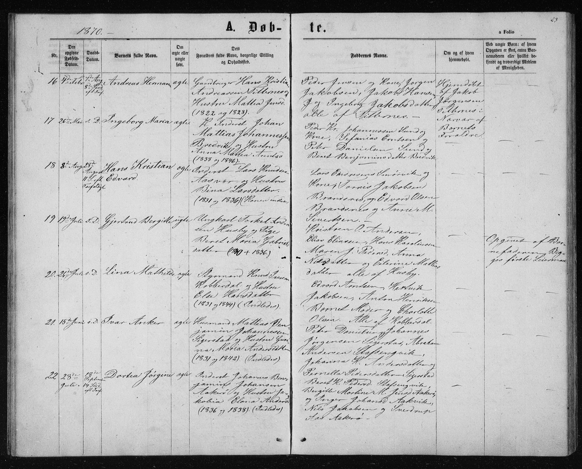 Ministerialprotokoller, klokkerbøker og fødselsregistre - Nordland, AV/SAT-A-1459/835/L0531: Klokkerbok nr. 835C03, 1865-1877, s. 23