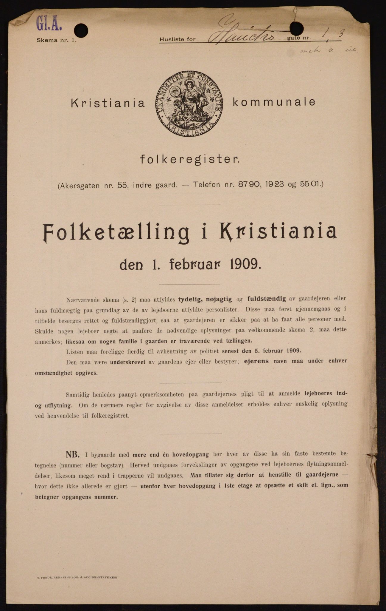 OBA, Kommunal folketelling 1.2.1909 for Kristiania kjøpstad, 1909, s. 31762