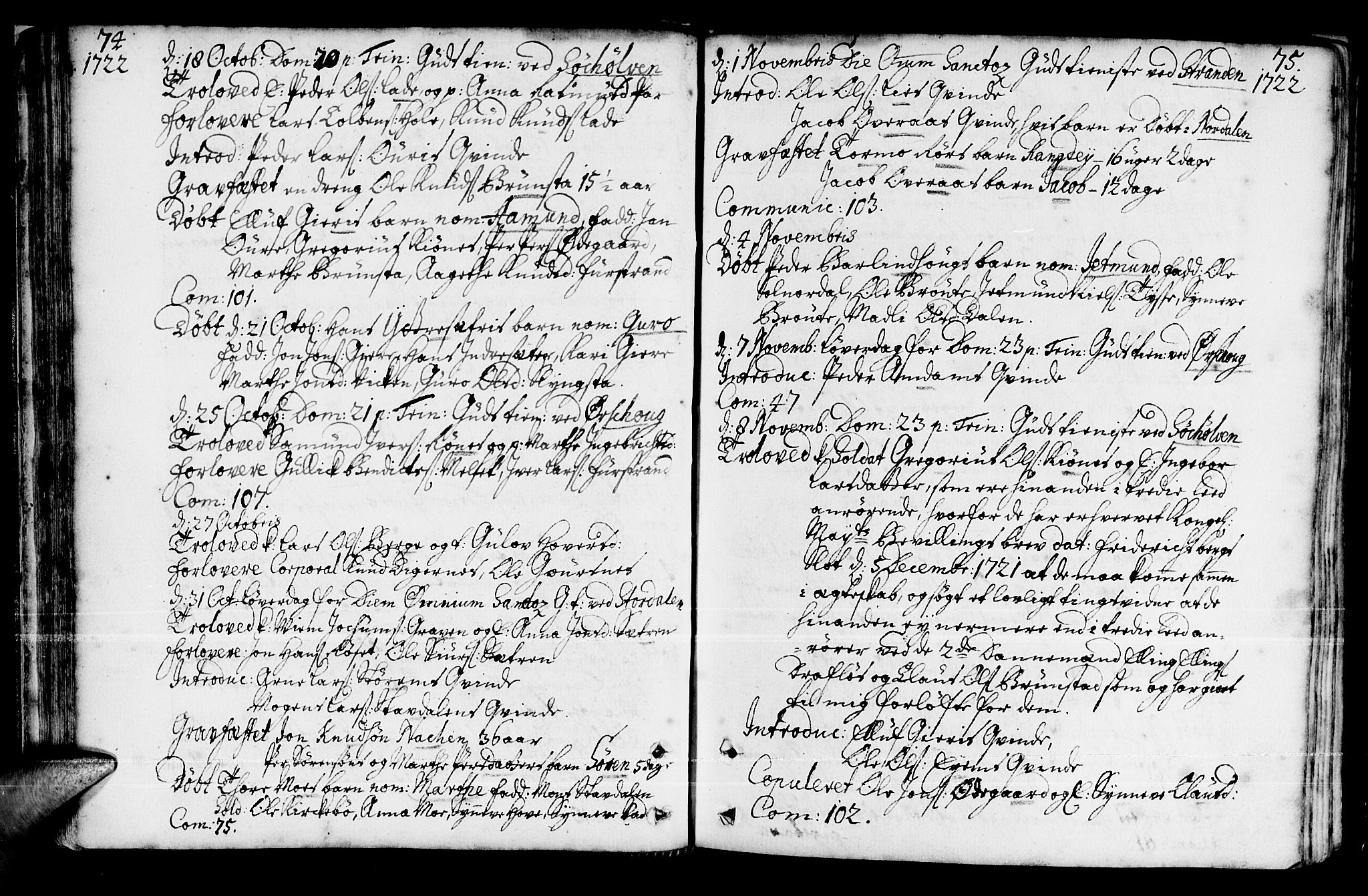 Ministerialprotokoller, klokkerbøker og fødselsregistre - Møre og Romsdal, AV/SAT-A-1454/522/L0306: Ministerialbok nr. 522A01, 1720-1743, s. 74-75