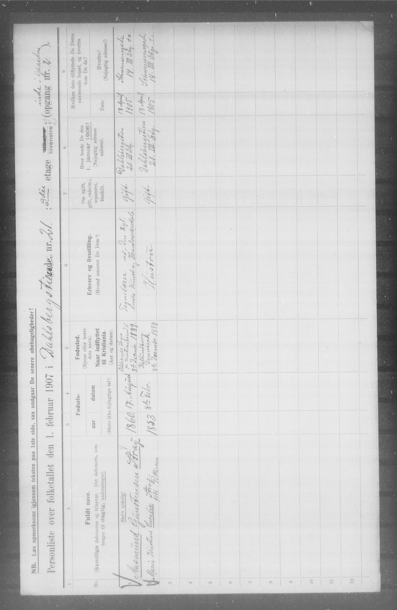 OBA, Kommunal folketelling 1.2.1907 for Kristiania kjøpstad, 1907, s. 7306